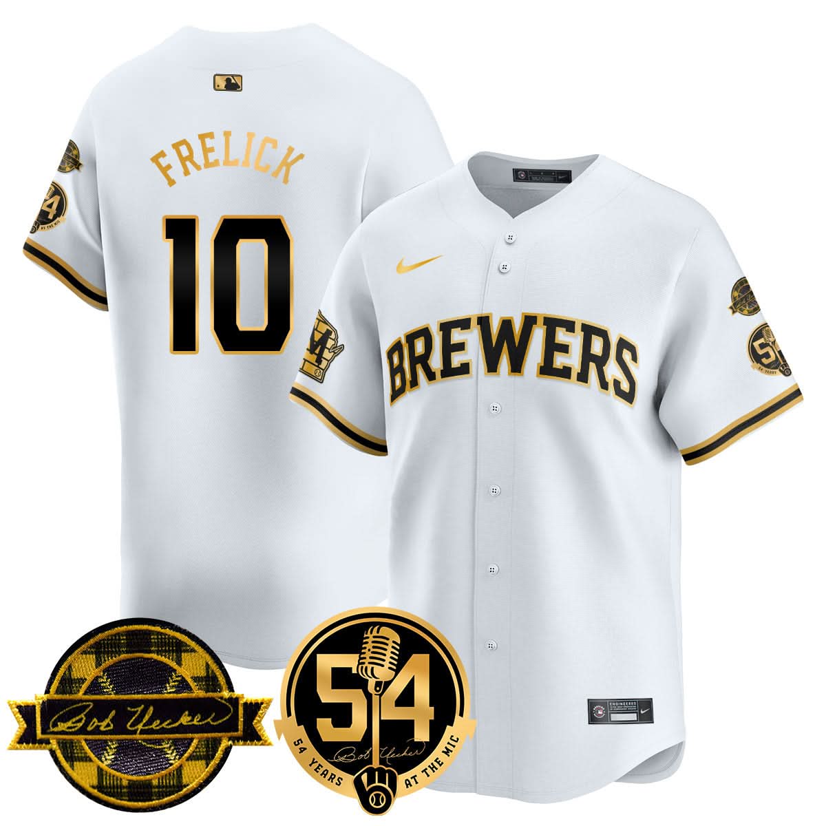 Milwaukee Brewers Jersey - Bob Uecker, 54 Seasons for Brewers Jersey - Stitched-Cuztomshoes