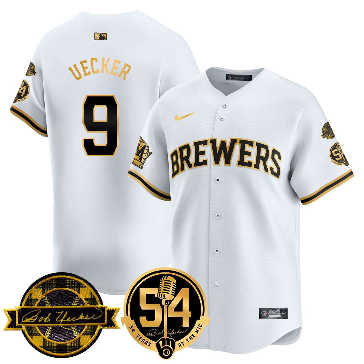 Milwaukee Brewers Jersey - Bob Uecker, 54 Seasons for Brewers Jersey - Stitched-Cuztomshoes