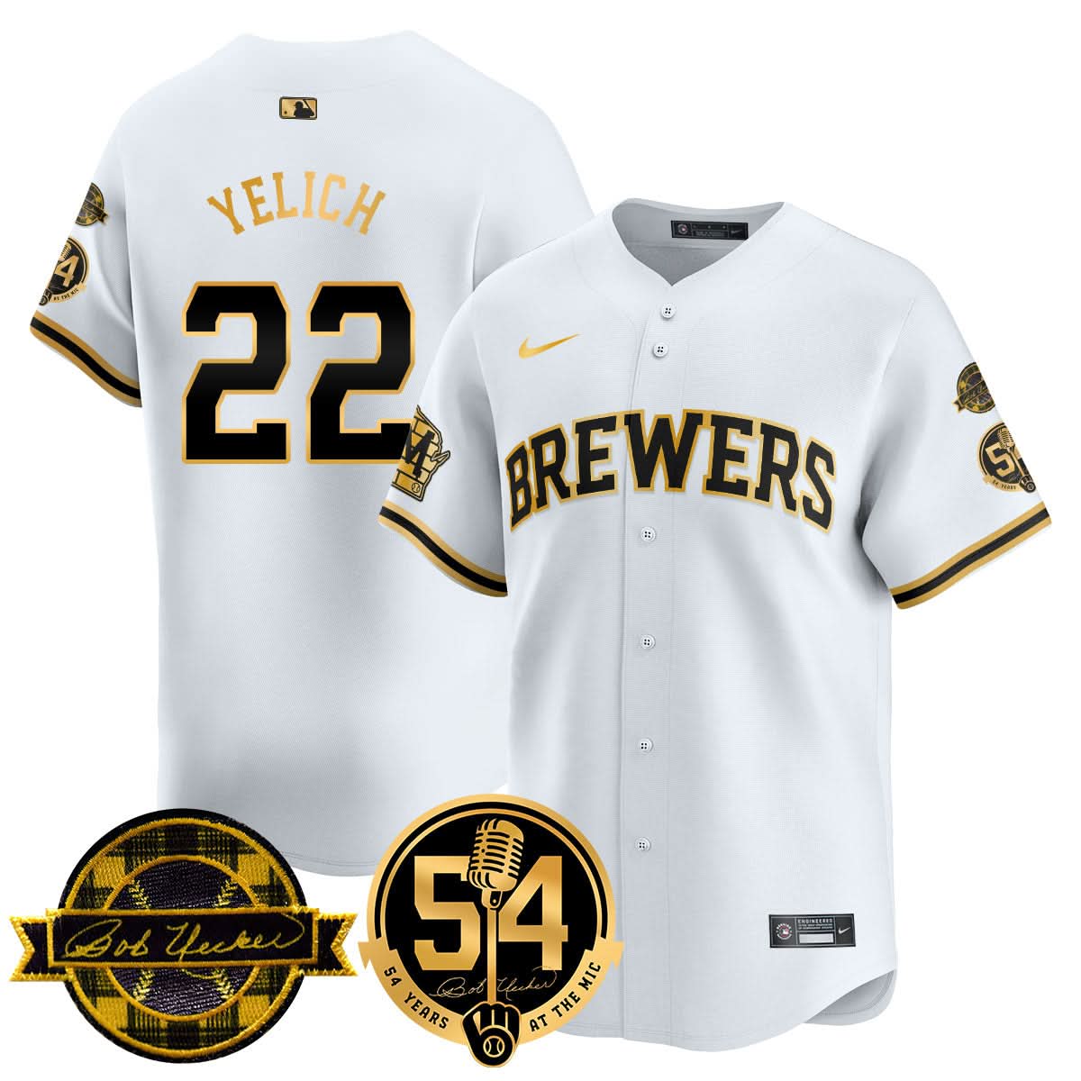 Milwaukee Brewers Jersey - Bob Uecker, 54 Seasons for Brewers Jersey - Stitched-Cuztomshoes