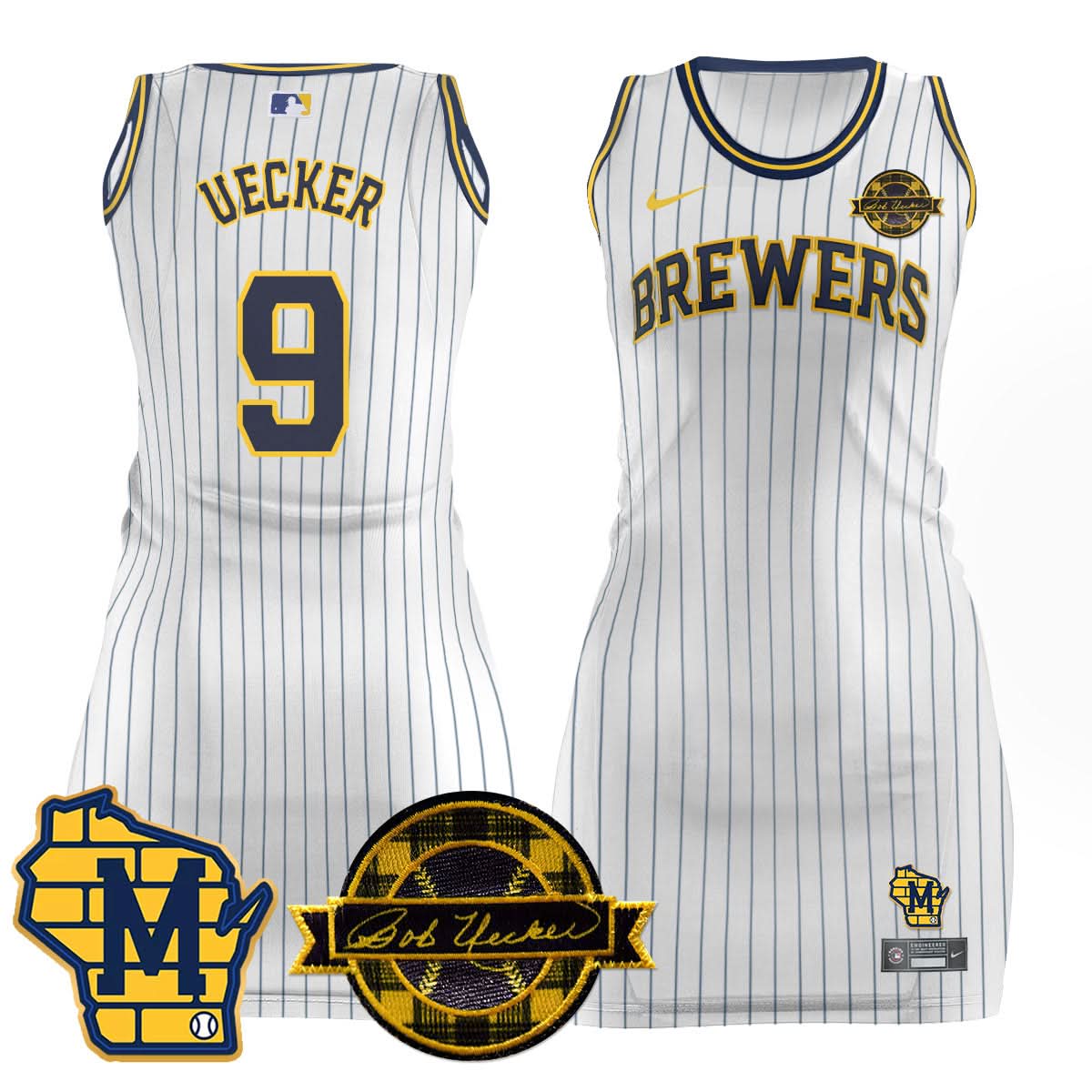 Milwaukee Brewers Limited Jersey Dress - Bob Uecker Patch - Stitched