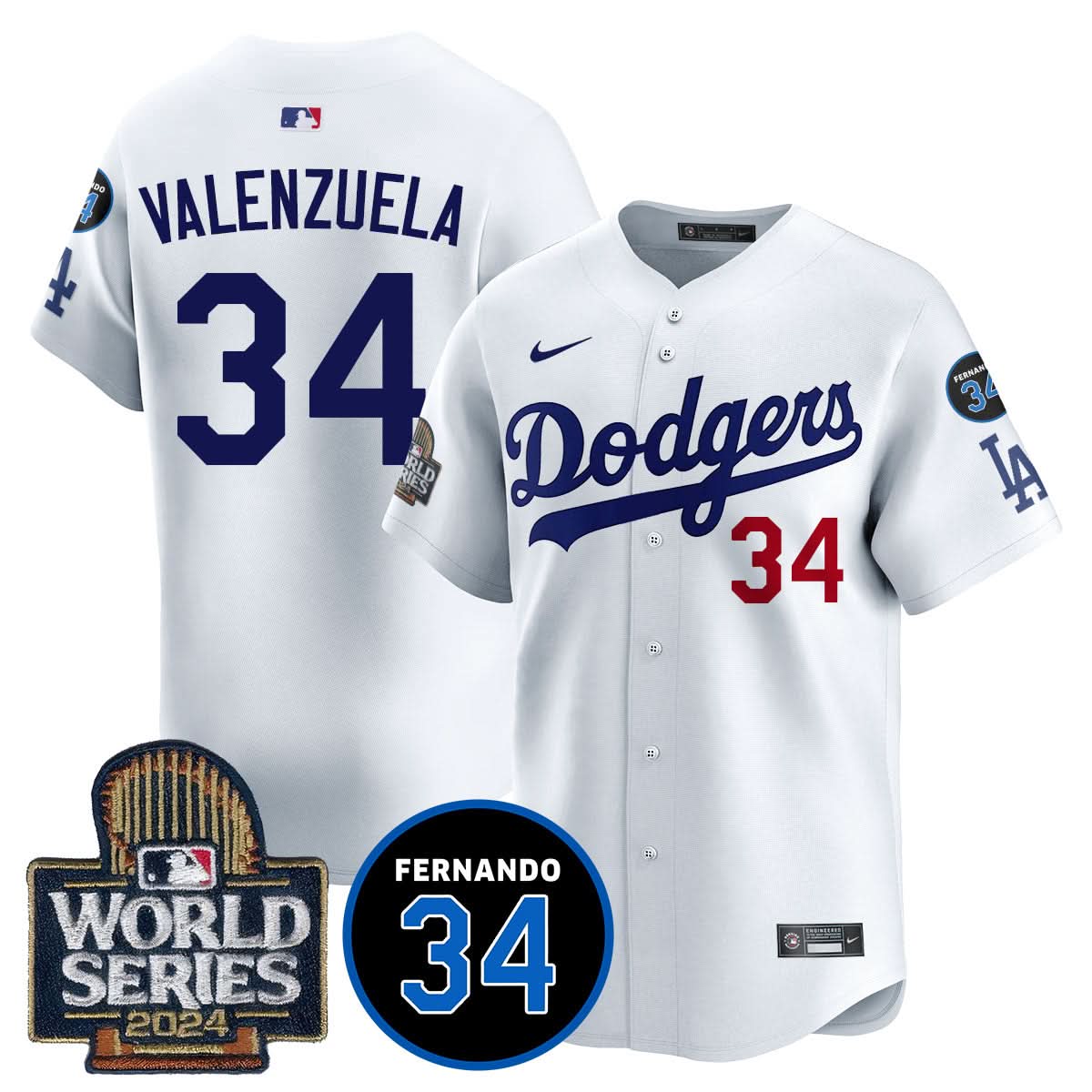 Los Angeles Dodgers Fernando Valenzuela Memorial Jersey - Stitched-Cuztomshoes