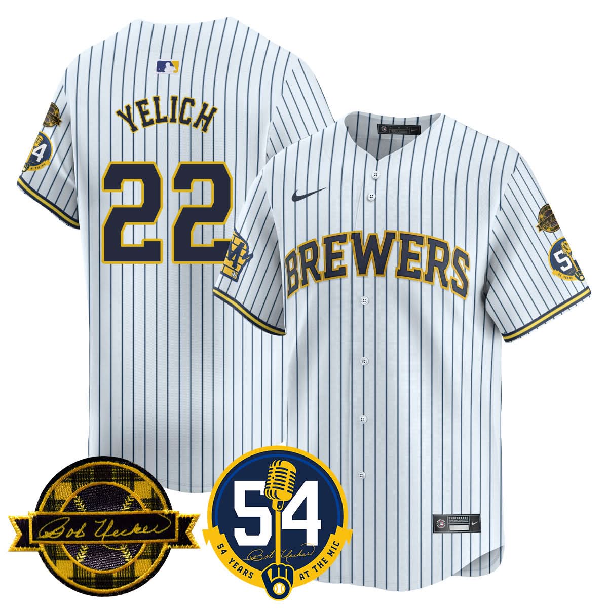 Milwaukee Brewers Jersey - Bob Uecker, 54 Seasons for Brewers Jersey - Stitched-Cuztomshoes