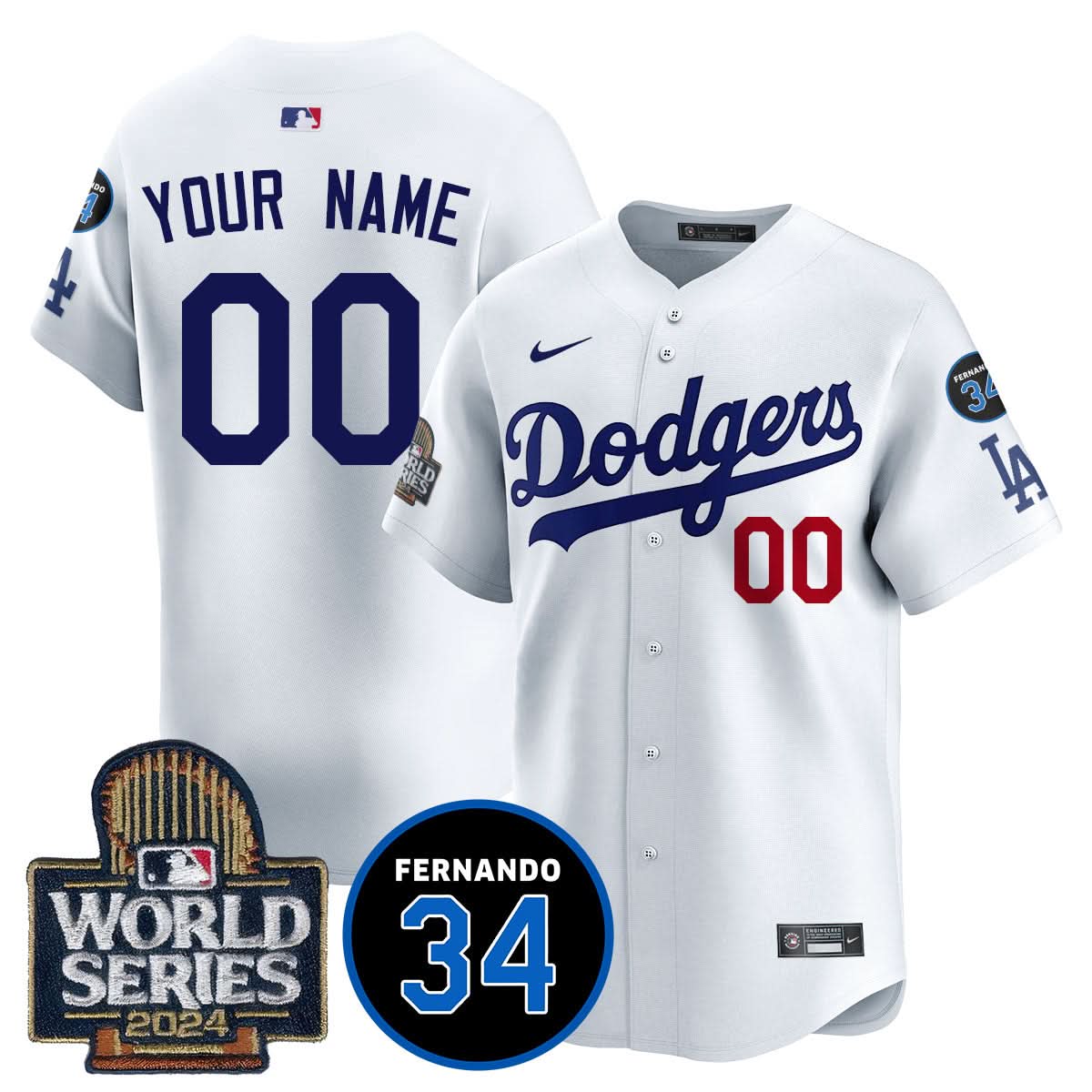 Los Angeles Dodgers Fernando Valenzuela Memorial Custom Jersey - Stitched
