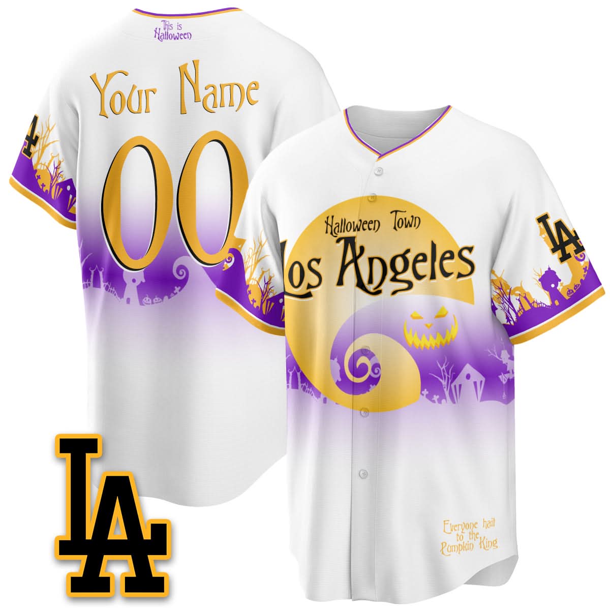Los Angeles Dodgers "Halloween Town" Limited Custom Jersey - Stitched-Cuztomshoes