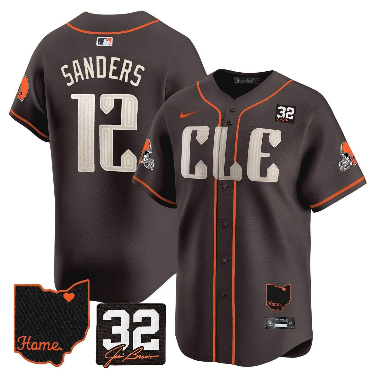 Cleveland Guardians #32 Jim Brown Memorial & Home Patch Vapor Premier Limited Jersey - Stitched