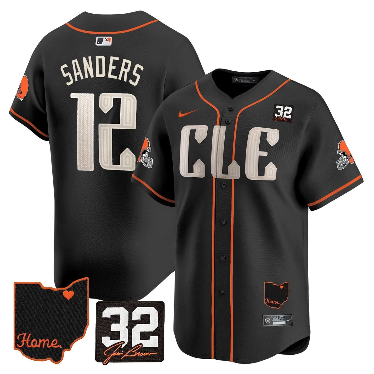 Cleveland Guardians #32 Jim Brown Memorial & Home Patch Vapor Premier Limited Jersey - Stitched