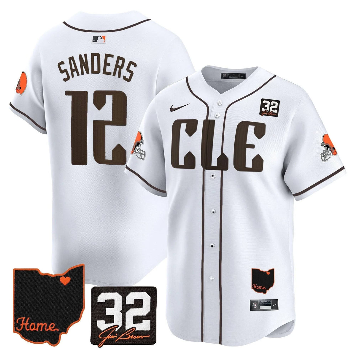 Cleveland Guardians #32 Jim Brown Memorial & Home Patch Vapor Premier Limited Jersey - Stitched