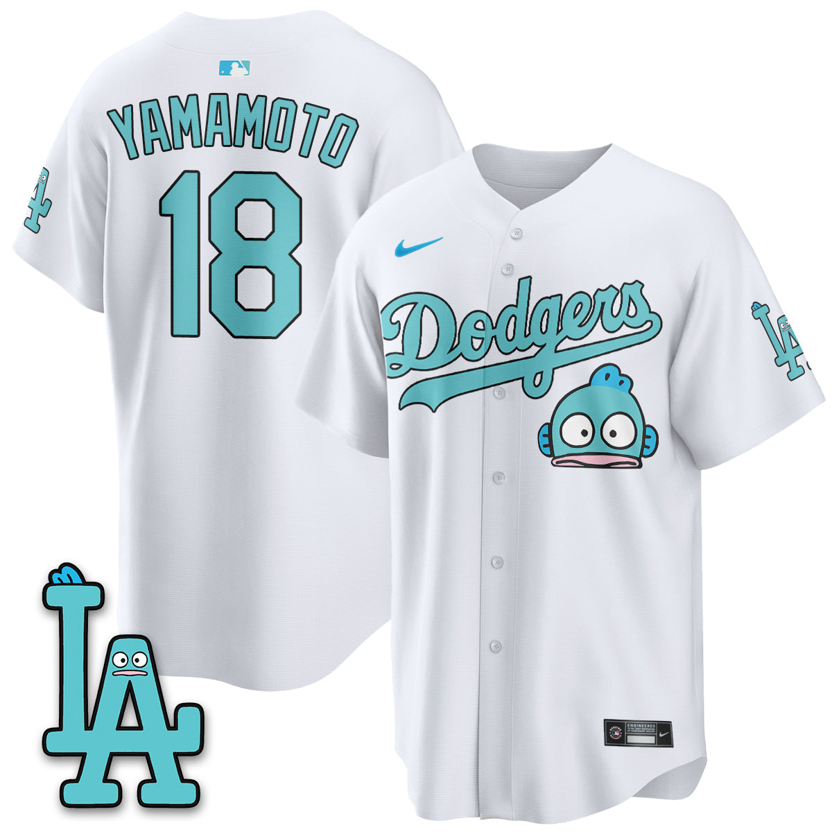 Los Angeles Dodgers x Hangyodon Edition Vapor Jersey- Stitched-Cuztomshoes