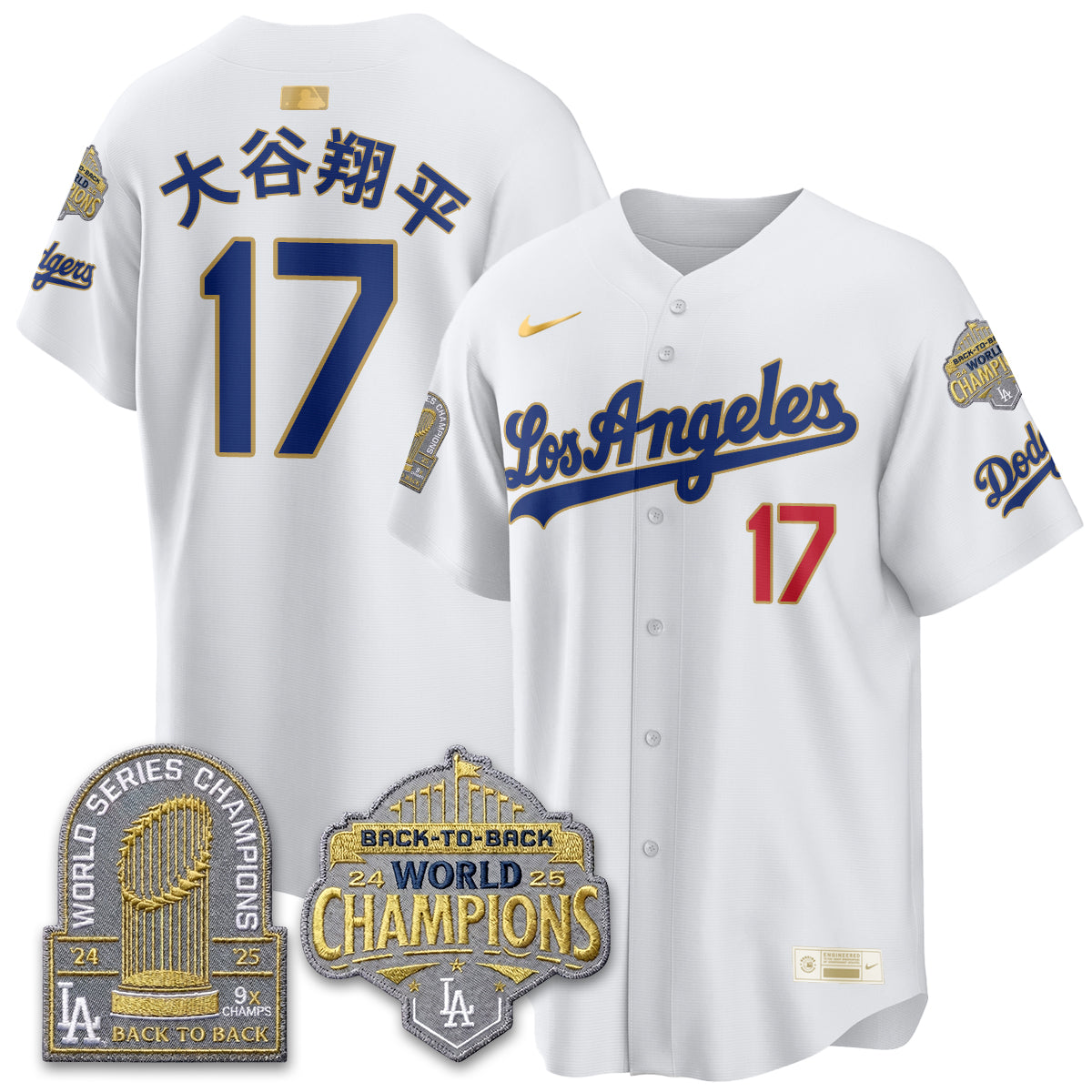 Los Angeles Dodgers Gold Collection Vapor Limited Jersey - 9x & B2B Champs - Stitched-Cuztomshoes