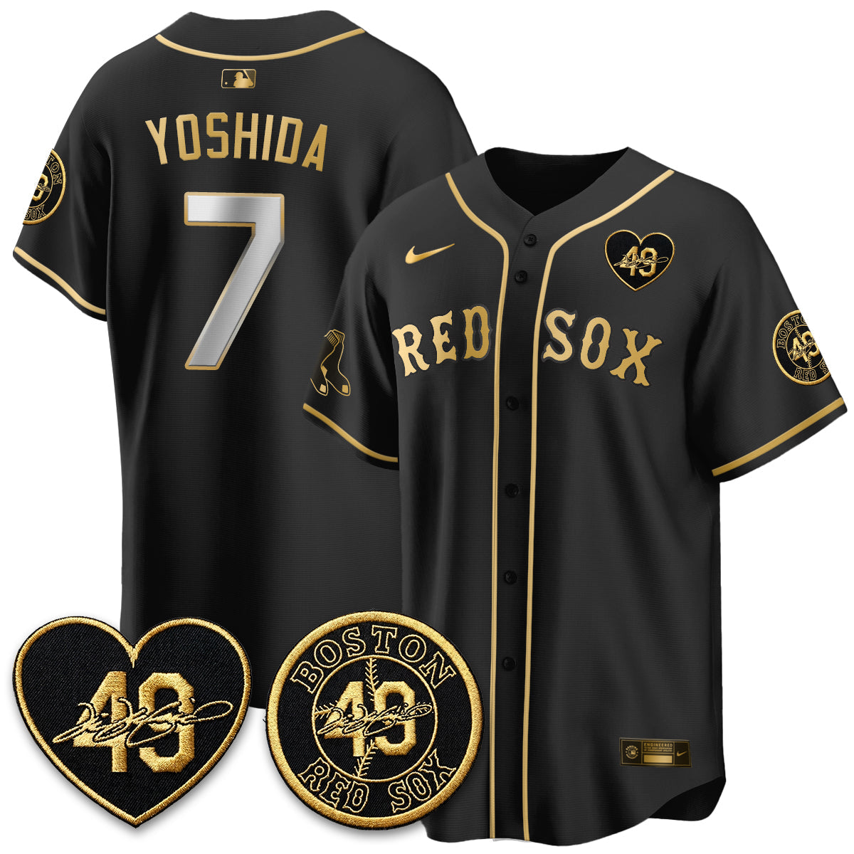 Boston Red Sox Tim Wakefield Memorial Patch Vaper Premier Limited Jersey - Stitched