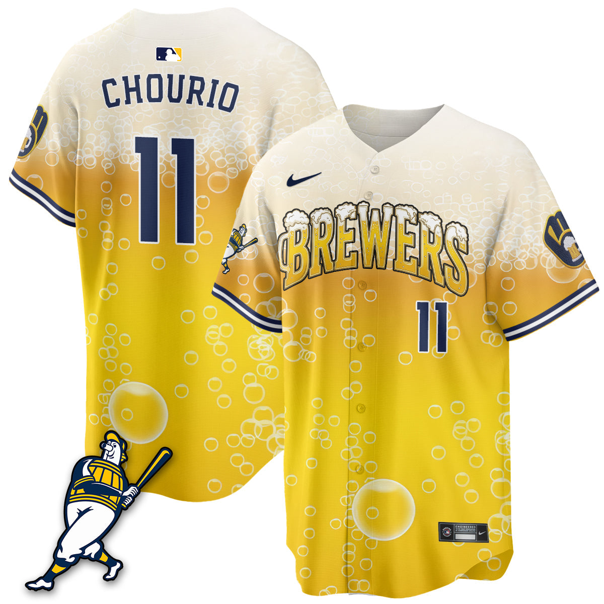 Milwaukee Brewers "Pitcher & Pint" Edition Vapor Limited Jersey - Stitched-Cuztomshoes