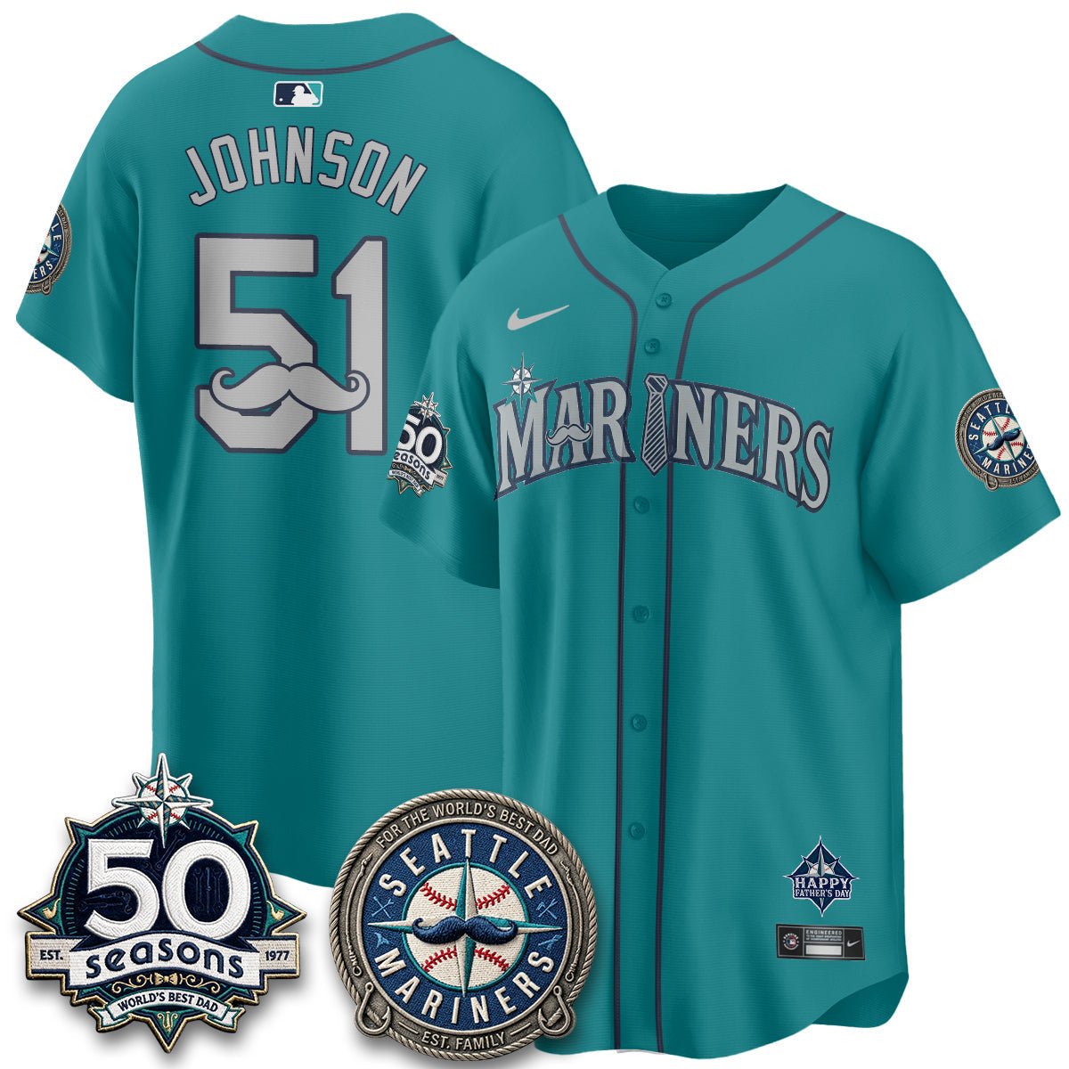 Seattle Mariners Happy Father's Day Vapor Jersey - Stitched