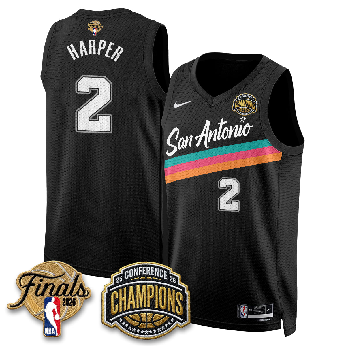 San Antonio Spurs 2026 Basketball  Western Conference Champions Vapor City Edition Jersey - Stitched