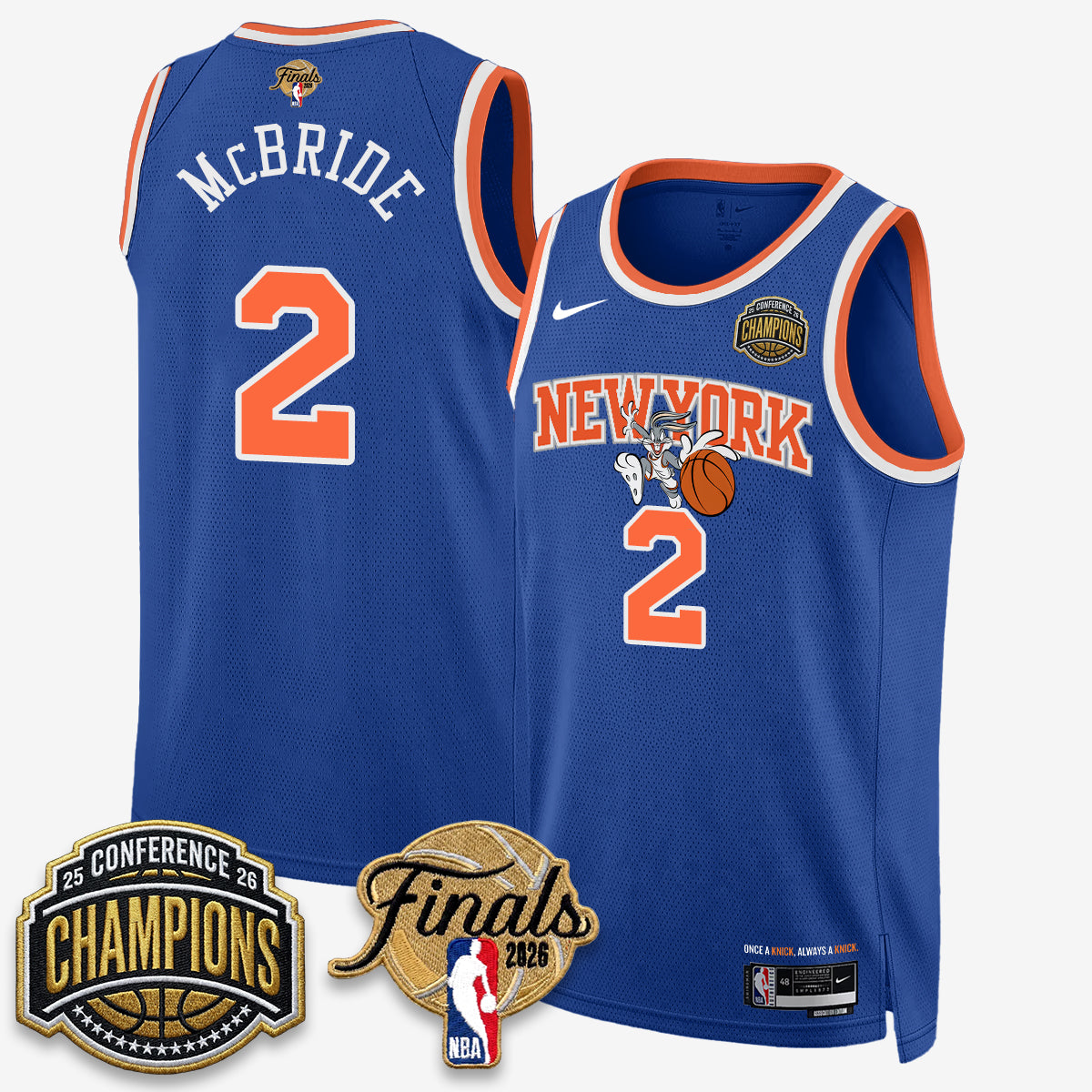 New York Knicks 2026 Basketball Eastern Conference Champions x Looney Tunes Vapor Jersey V2- Stitched-Cuztomshoes