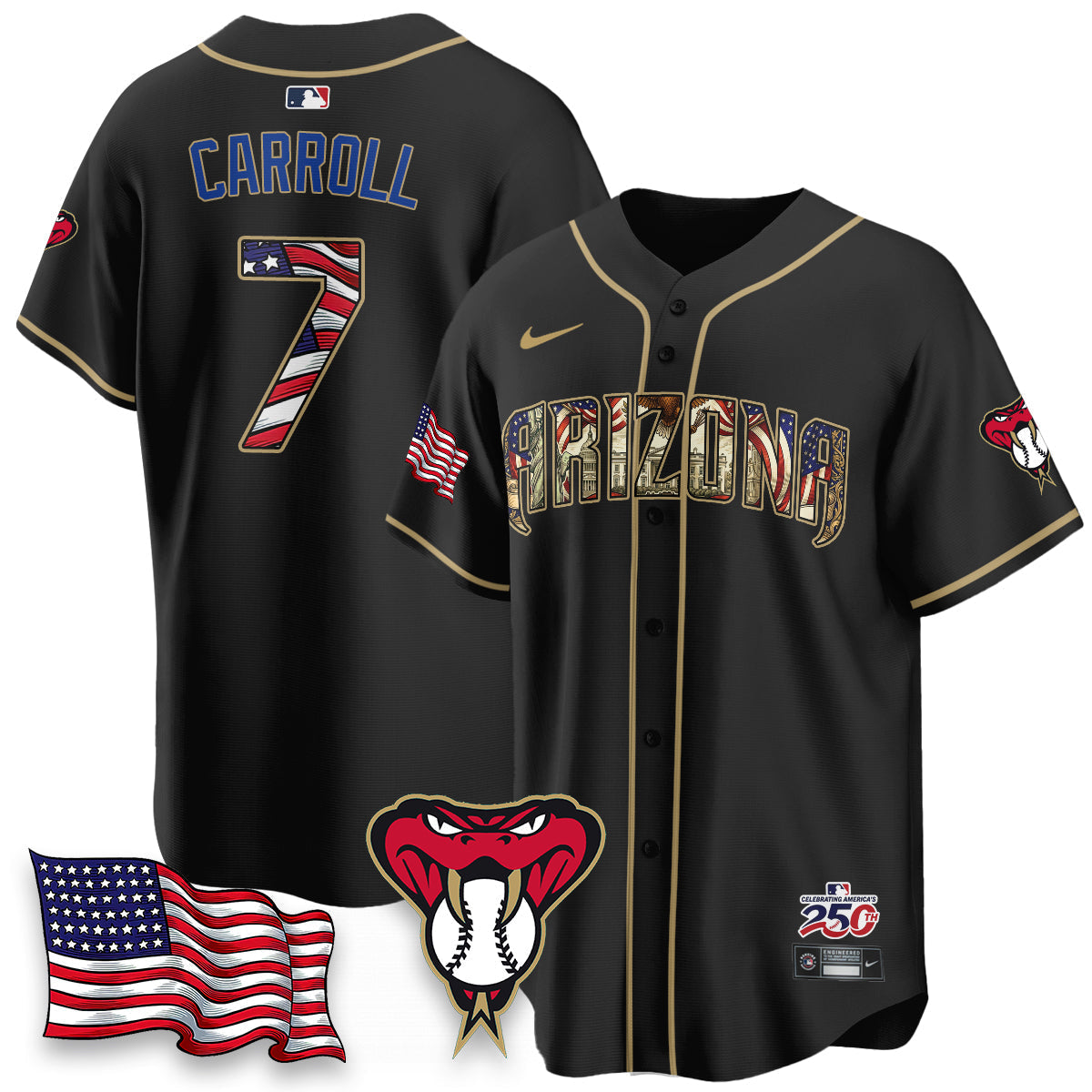Arizona Diamonbacks 2026 Independence Day USA Vapor Limited Jersey - Stitched-Cuztomshoes