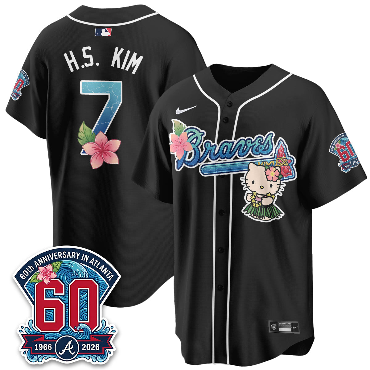 Atlanta Braves x Meow Aloha Spirit Vapor Jersey - Stitched-Cuztomshoes