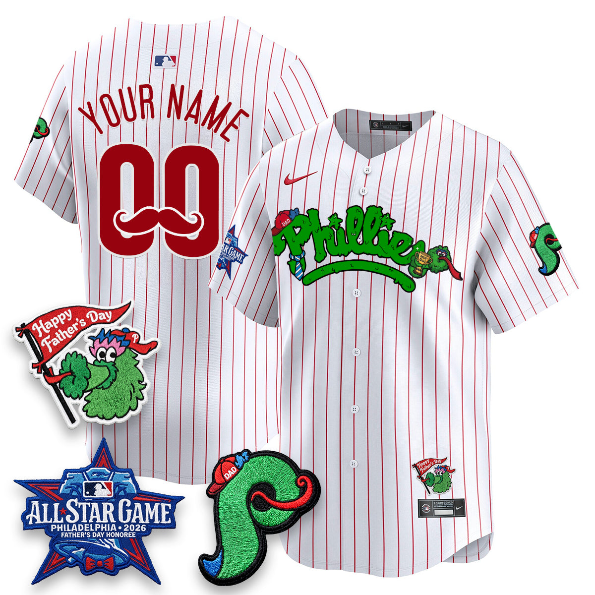 Philadelphia Phillies Happy Father's Day Vapor Custom Jersey - Stitched