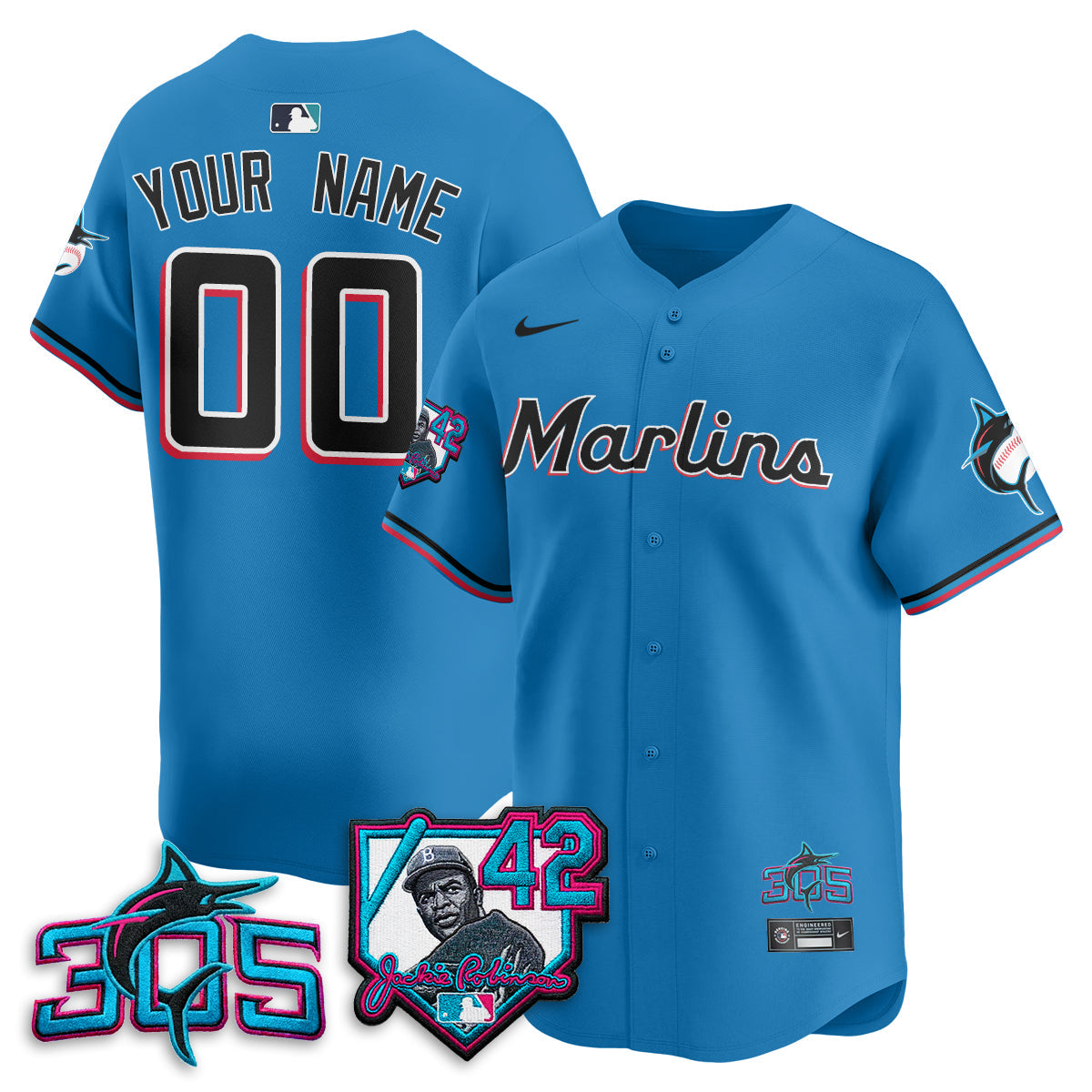 Miami Marlins 2026 Jackie Robinson New Era Vapor Custom Limited Jersey - Stitched-Cuztomshoes