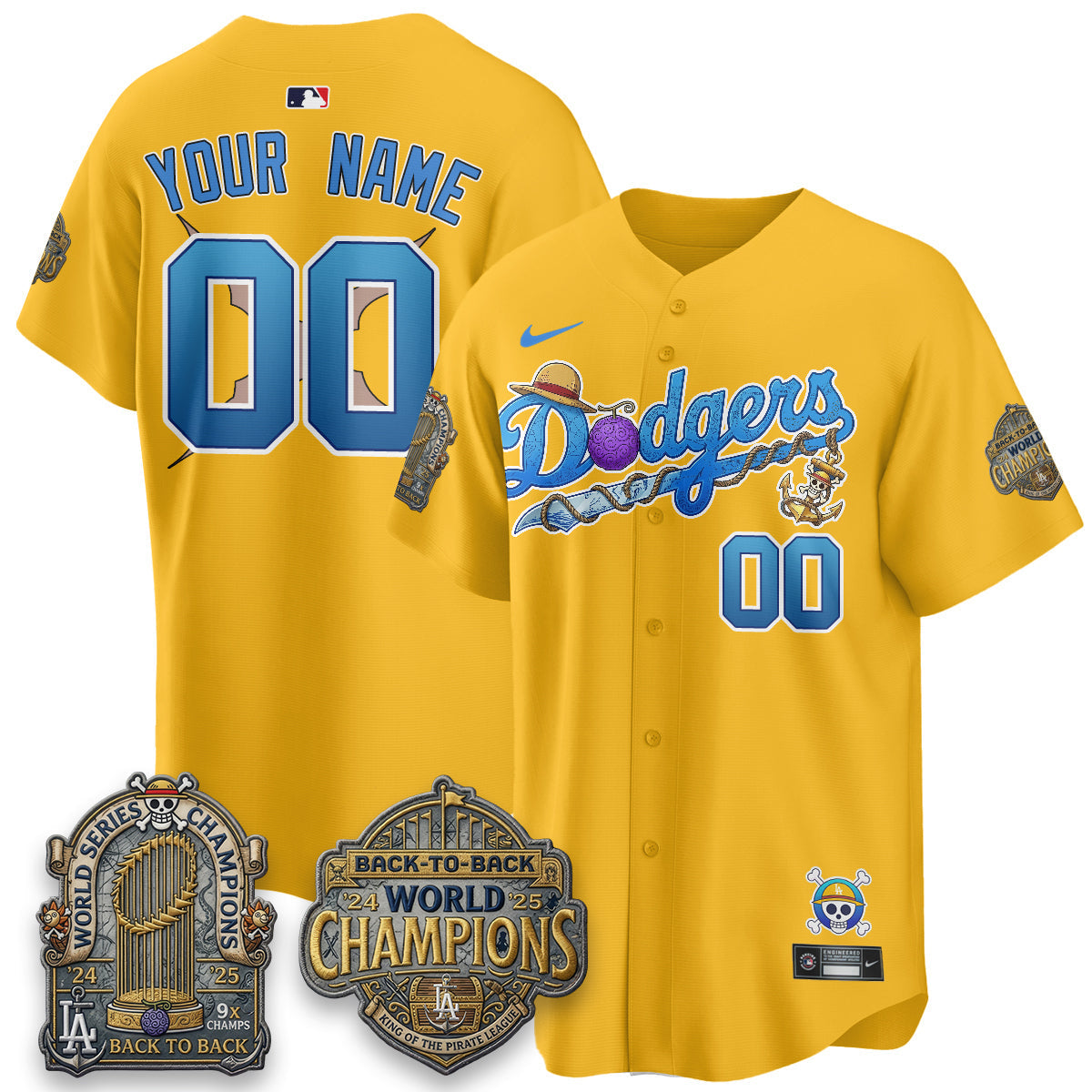 Los Angeles Dodgers x OP Japanese Cartoon Vapor Limited Custom Jersey V2- Stitched-Cuztomshoes