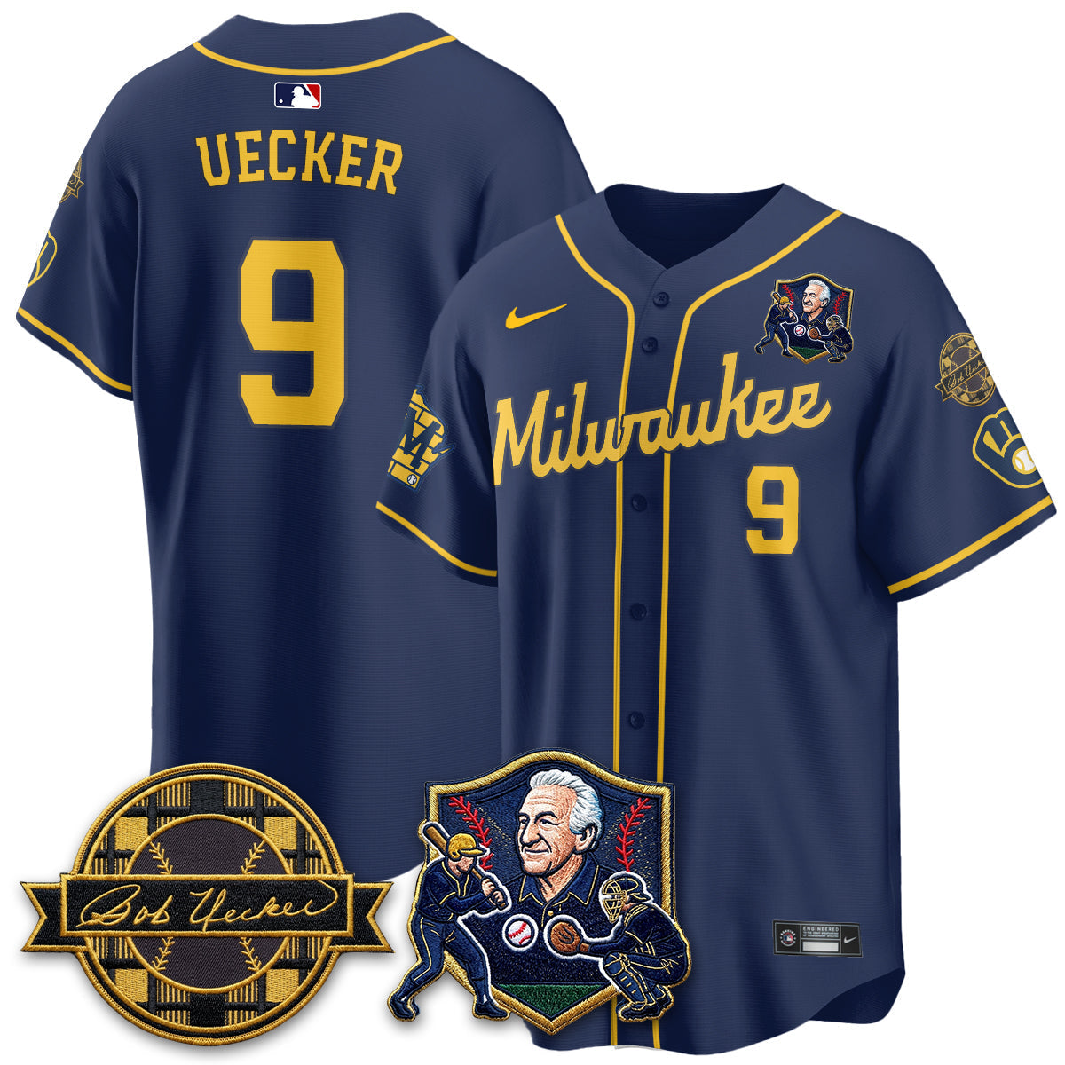 Milwaukee Brewers Bob Uecker - 54 Seasons for Brewers' Vapor Limited Gold Jersey - Stitched