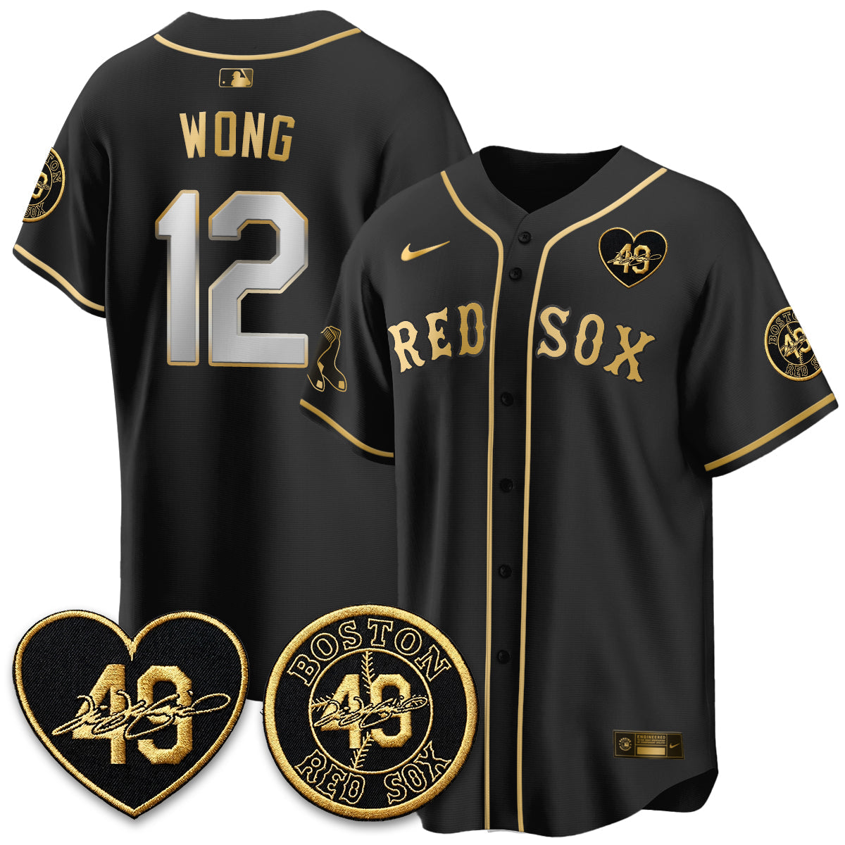 Boston Red Sox Tim Wakefield Memorial Patch Vaper Premier Limited Jersey - Stitched