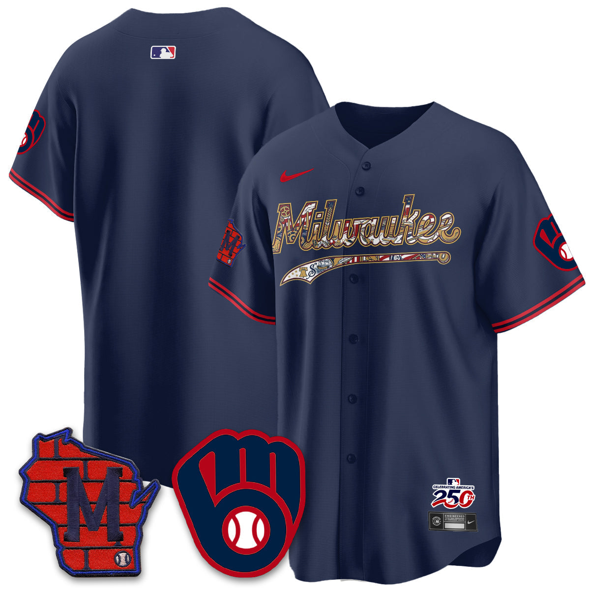 Milwaukee Brewers 2026 Independence Day USA Vapor Limited Jersey - Stitched-Cuztomshoes
