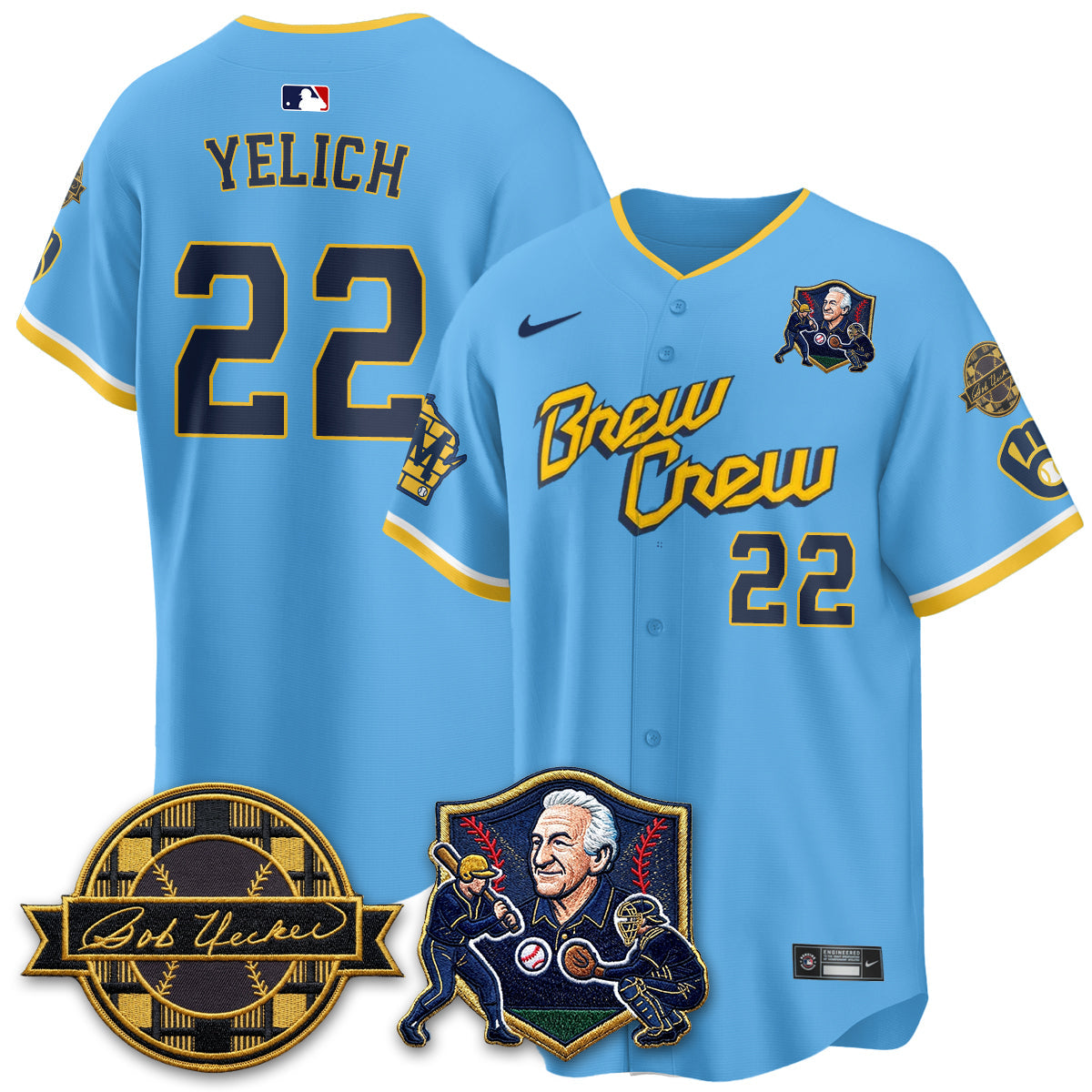 Milwaukee Brewers Bob Uecker - 54 Seasons for Brewers' Vapor Limited Gold Jersey - Stitched