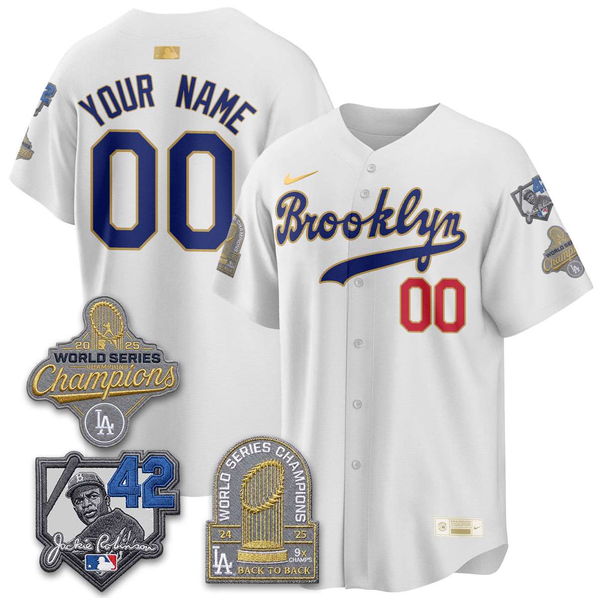 Los Angeles Dodgers 2026 Brooklyn Jackie Robinson Limited Custom Jersey - Stitched-Cuztomshoes