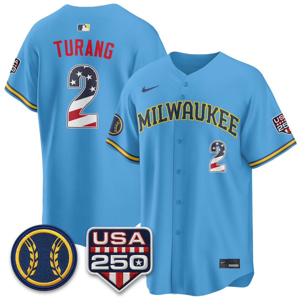 Milwaukee Brewers Fourth of July Vapor Limited Jersey - Stitched-Cuztomshoes