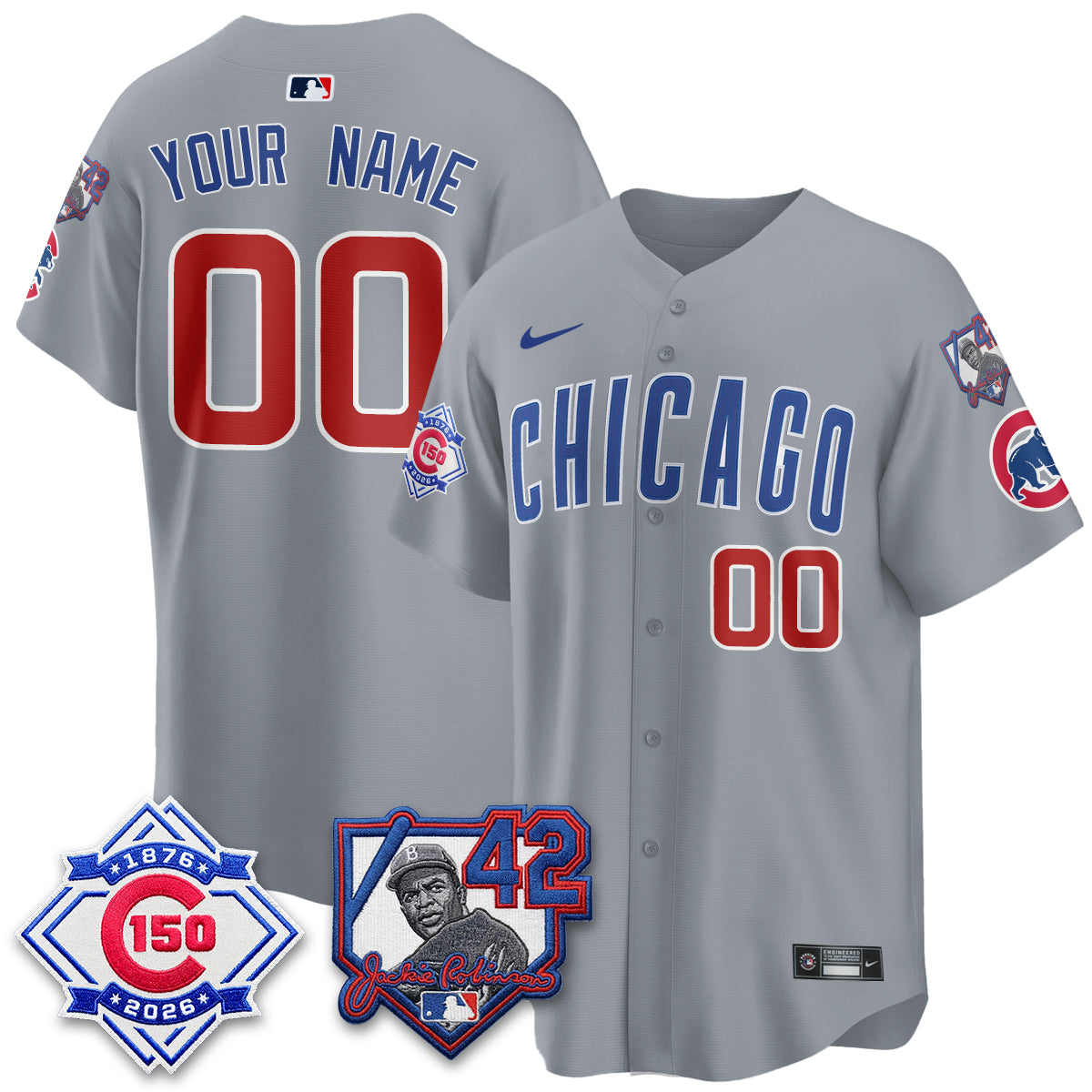 Chicago Cubs 150th Anniversary & Jackie Robinson Day Patch Vapor Premier Limited Custom Jersey - Stitched-Cuztomshoes