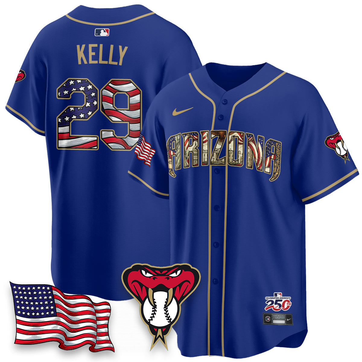 Arizona Diamonbacks 2026 Independence Day USA Vapor Limited Jersey - Stitched-Cuztomshoes