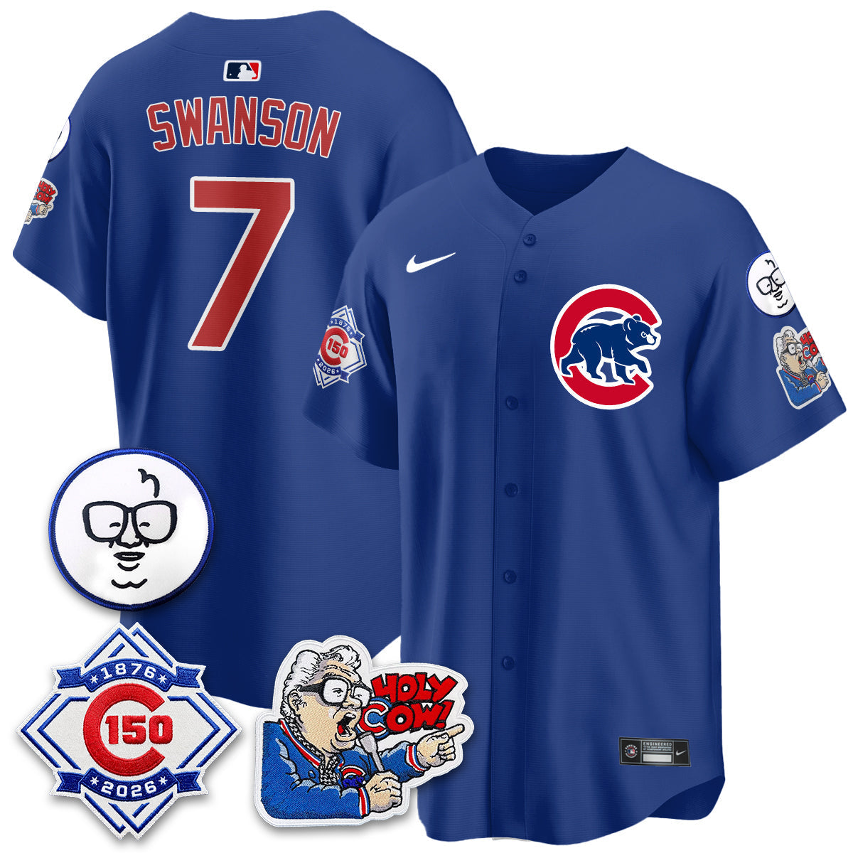 Chicago Cubs 150th Anniversary Harry Caray Holy Cow Vapor Premier Limited Jersey - Stitched V2-Cuztomshoes
