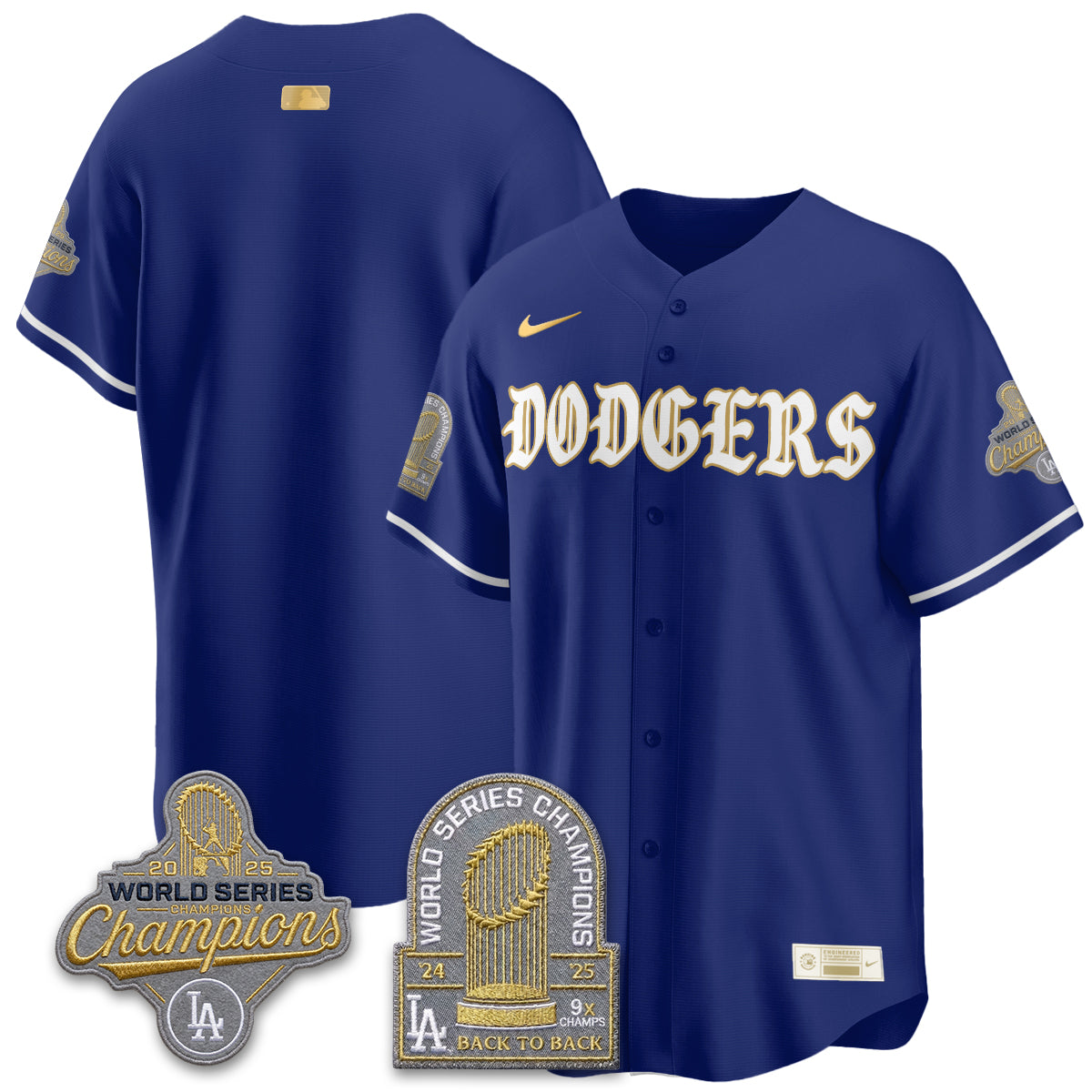 Los Angeles Dodgers Vapor Limited Jersey - Back to Back 9x Champs - Stitched-Cuztomshoes