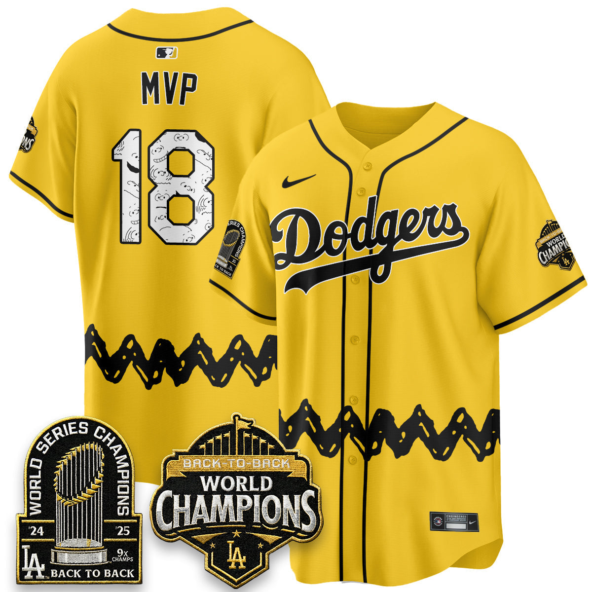 Los Angeles Dodgers x P-nuts Style Vapor Jersey - Stitched-Cuztomshoes