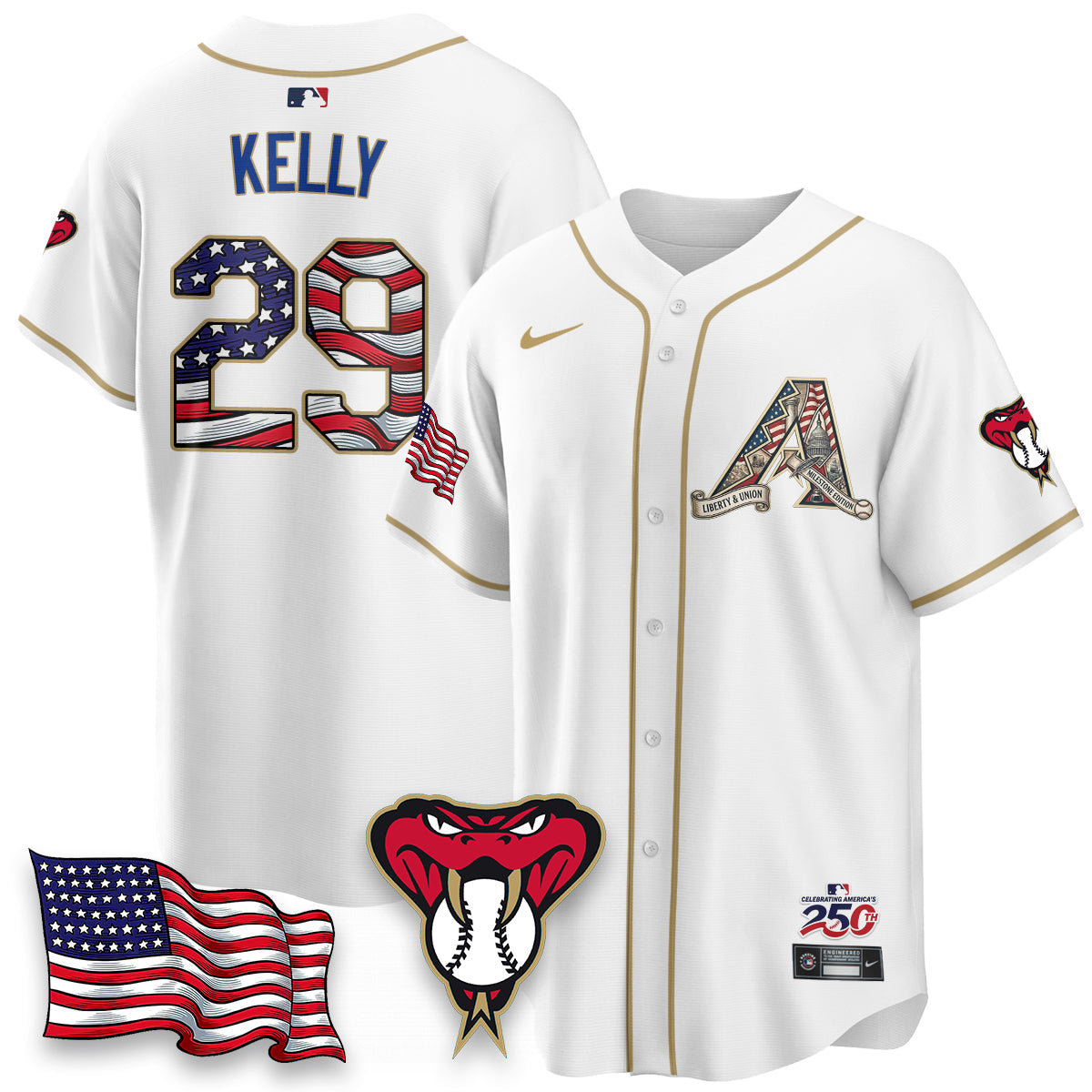 Arizona Diamonbacks 2026 Independence Day USA Vapor Limited Jersey - Stitched-Cuztomshoes