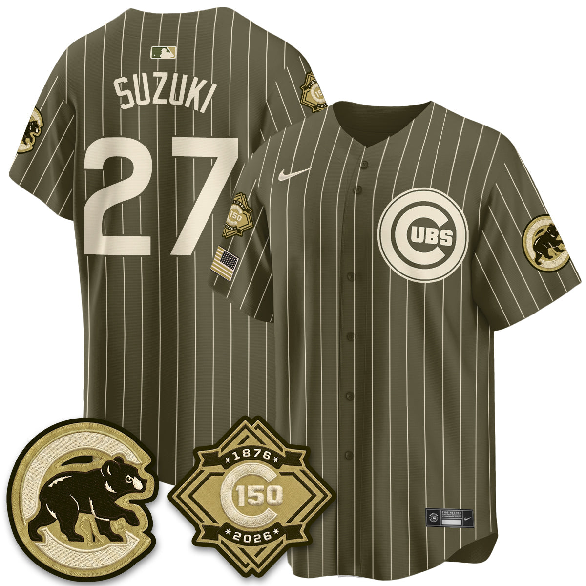Chicago Cubs New Era Olive 2026 Armed Forces Day Jersey -Stitched