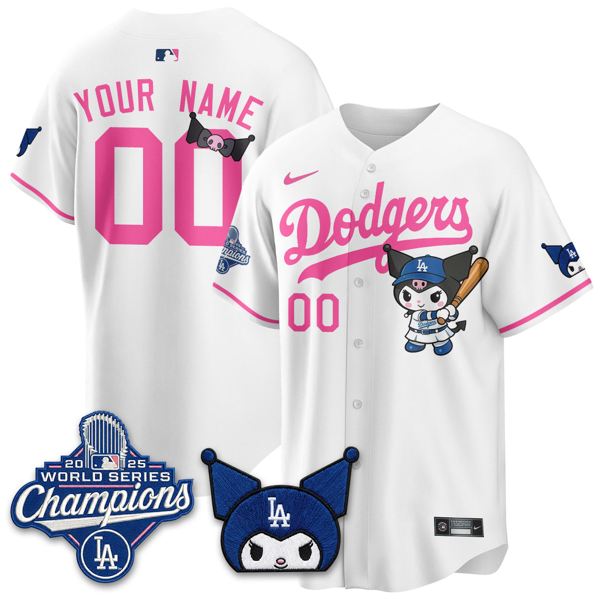 Los Angeles Dodgers Kuromi Edition Vapor Custom Jersey - Stitched-Cuztomshoes