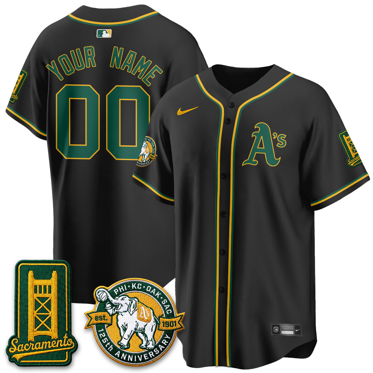 Athletics 2026 Black Out Style - Celebrating 125 Years - Limited Vapor Custom Jersey - Stitched-Cuztomshoes
