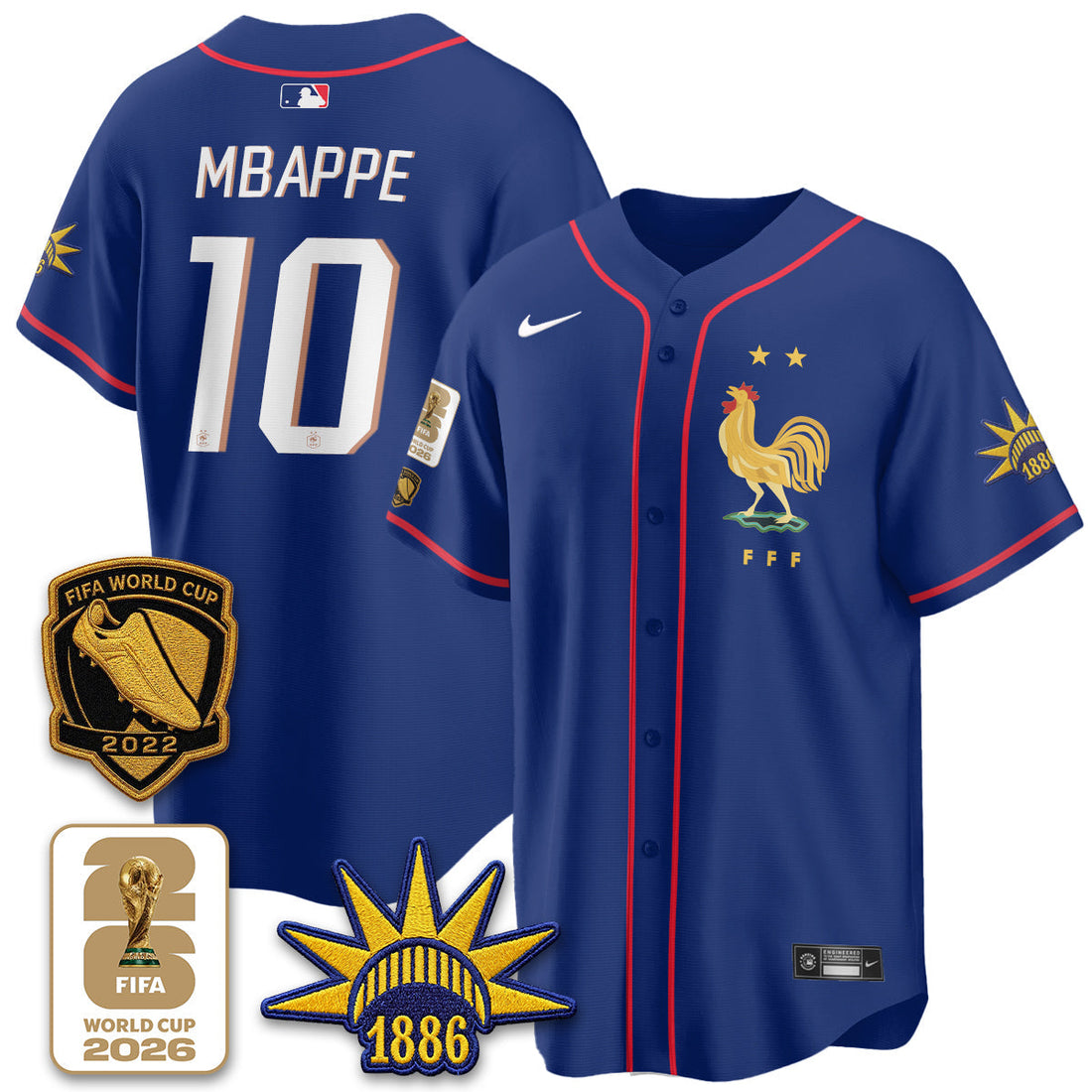 France Soccer National Team x Baseball Vapor Limited Jersey - Stitched-Cuztomshoes