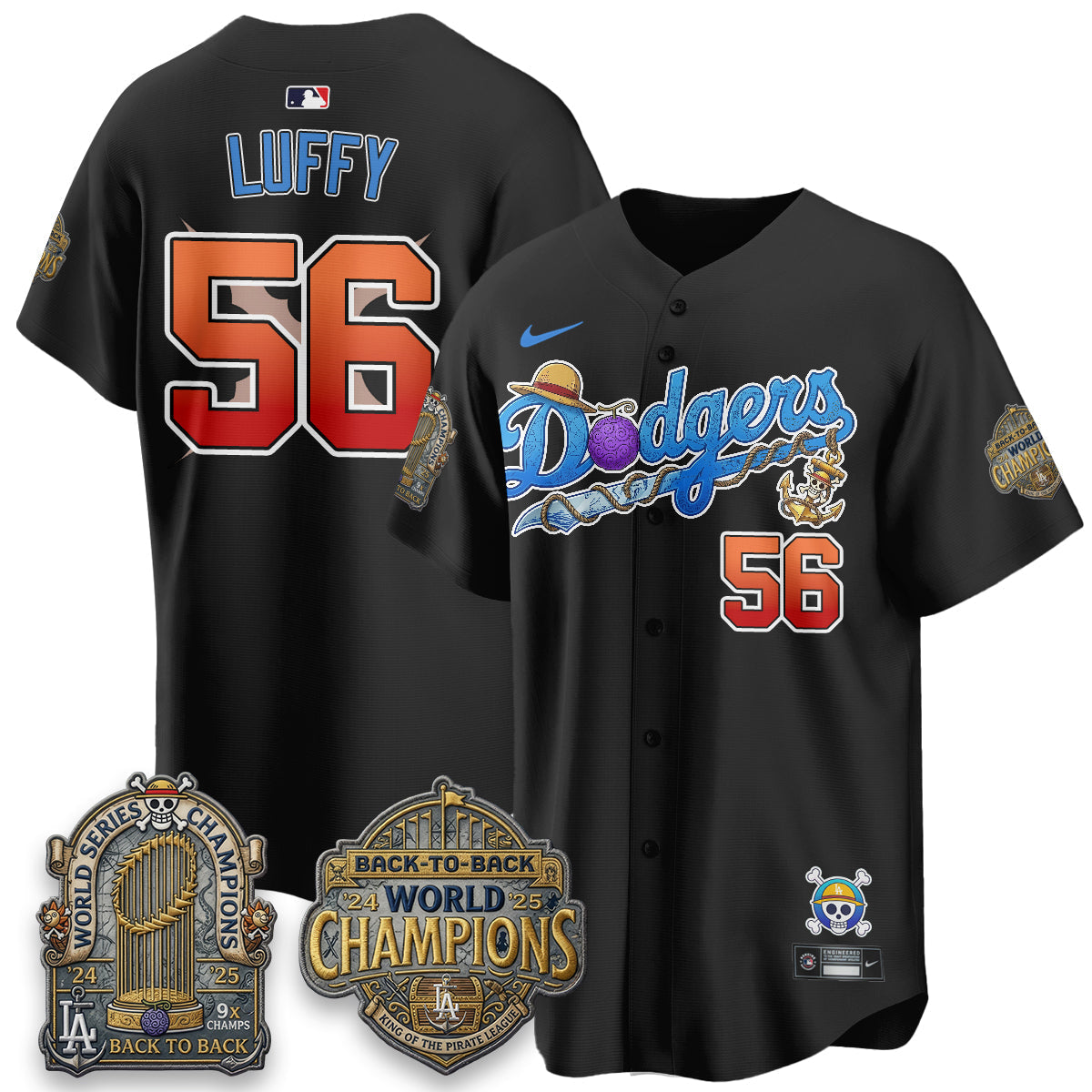 Los Angeles Dodgers x OP Japanese Cartoon Vapor Limited Jersey V2- Stitched-Cuztomshoes