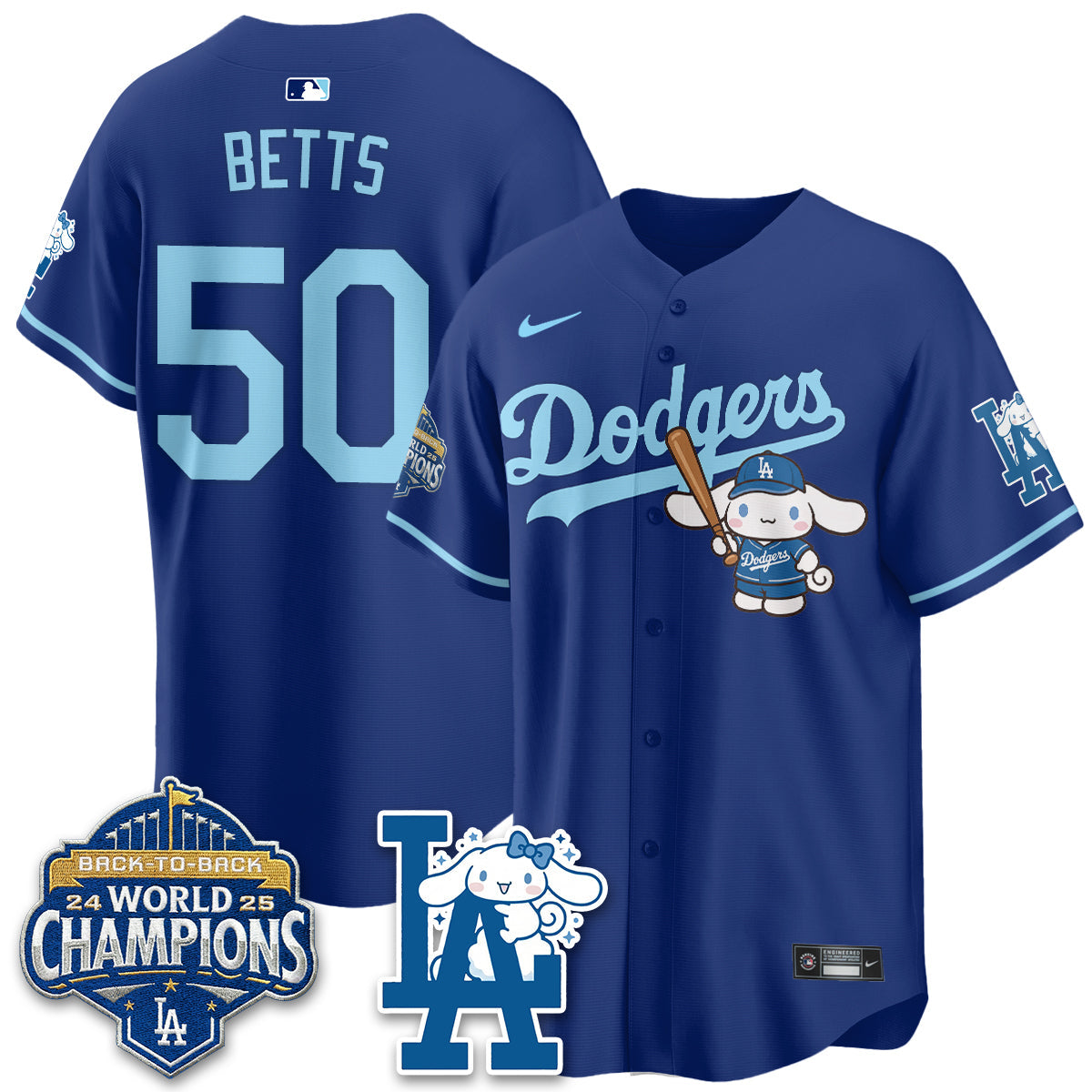 Los Angeles Dodgers Cinnamoroll Edition Vapor Jersey - Stitched-Cuztomshoes
