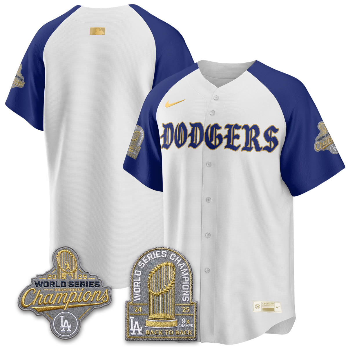 Los Angeles Dodgers Vapor Limited Jersey - Back to Back 9x Champs - Stitched-Cuztomshoes