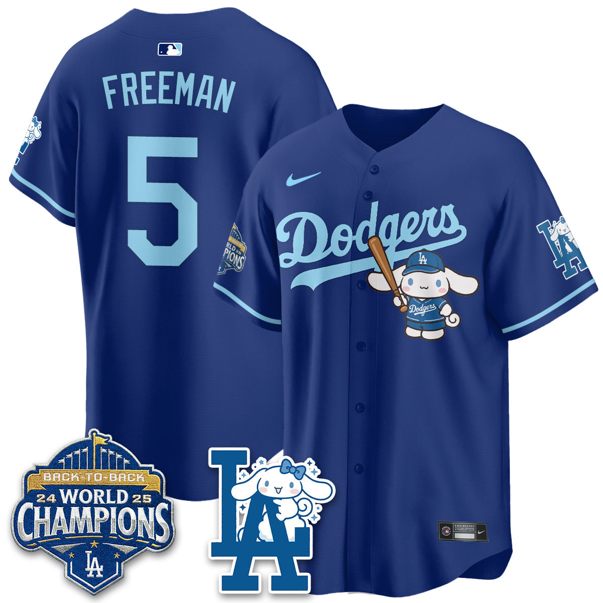 Los Angeles Dodgers Cinnamoroll Edition Vapor Jersey - Stitched-Cuztomshoes