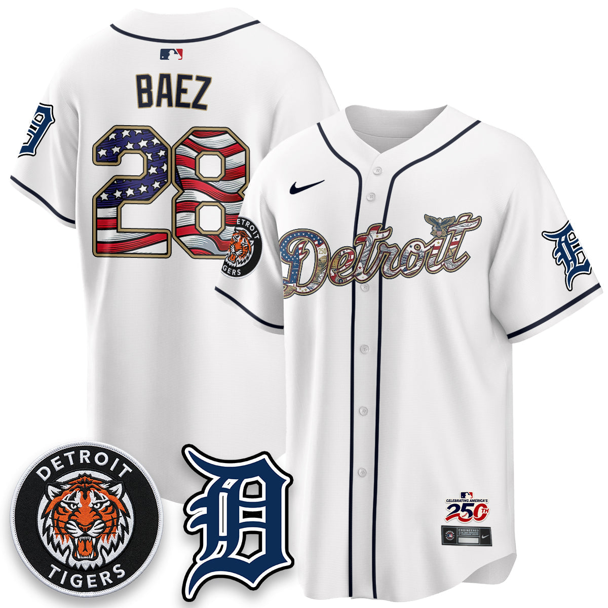 Detroit Tigers 2026 Independence Day USA Vapor Limited Jersey - Stitched