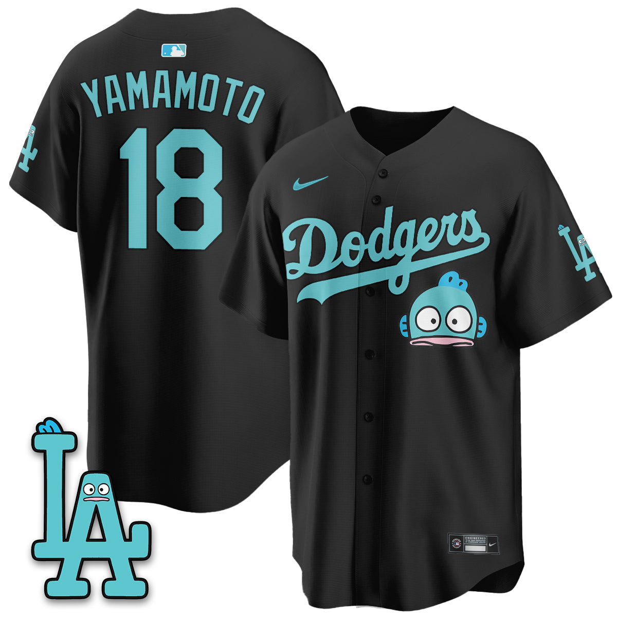 Los Angeles Dodgers x Hangyodon Edition Vapor Jersey- Stitched-Cuztomshoes
