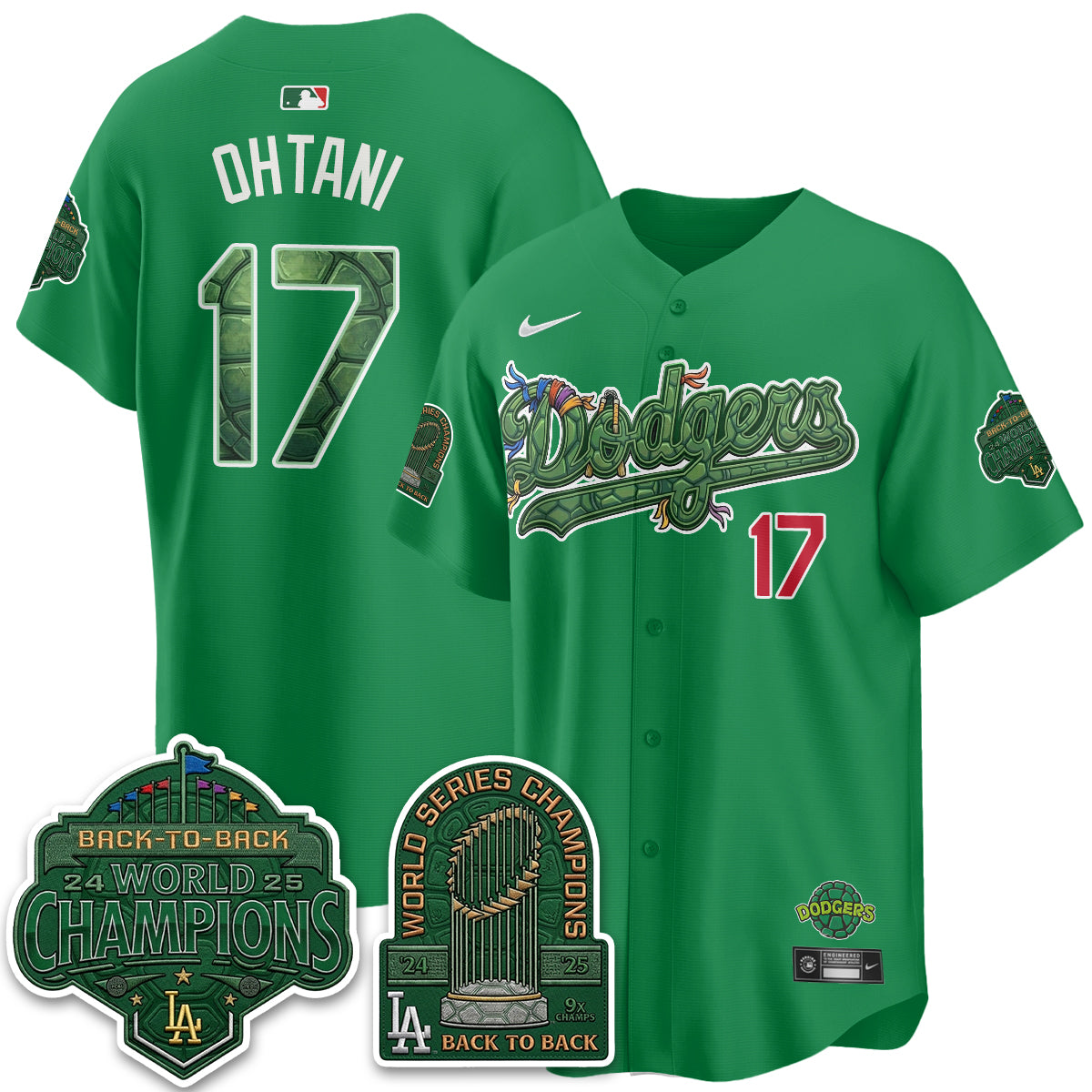 Los Angeles Dodgers x TMNT 2026 Vapor Jersey - Stitched-Cuztomshoes