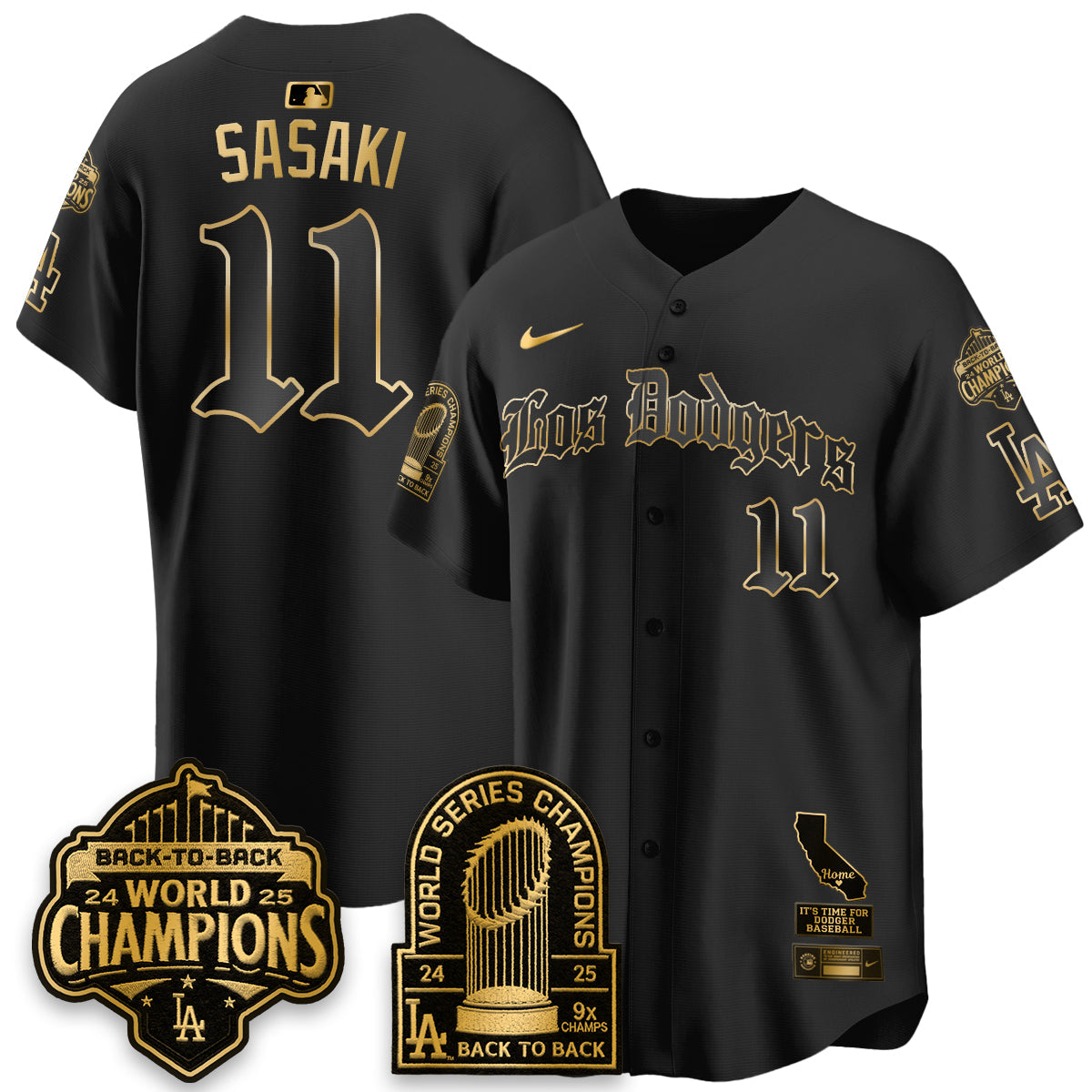 Los Angeles Dodgers World Series Champions Vapor Premier Limited Gothic Edition Jersey - Stitched-Cuztomshoes