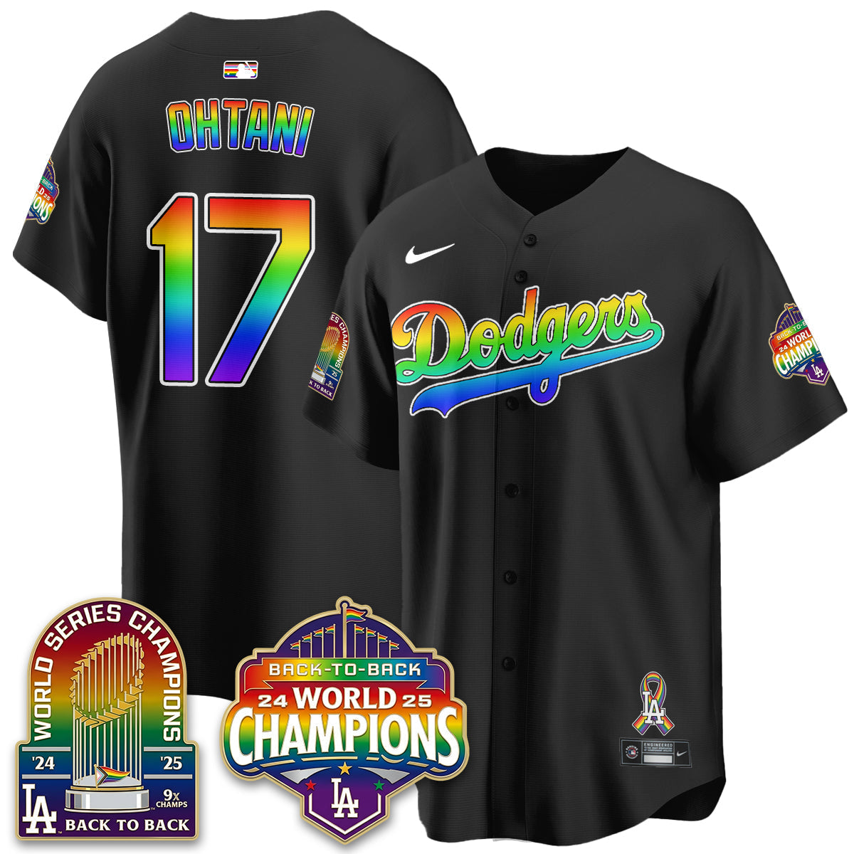 Los Angeles Dodgers Happy Pride Month Vapor Jersey - Stitched-Cuztomshoes