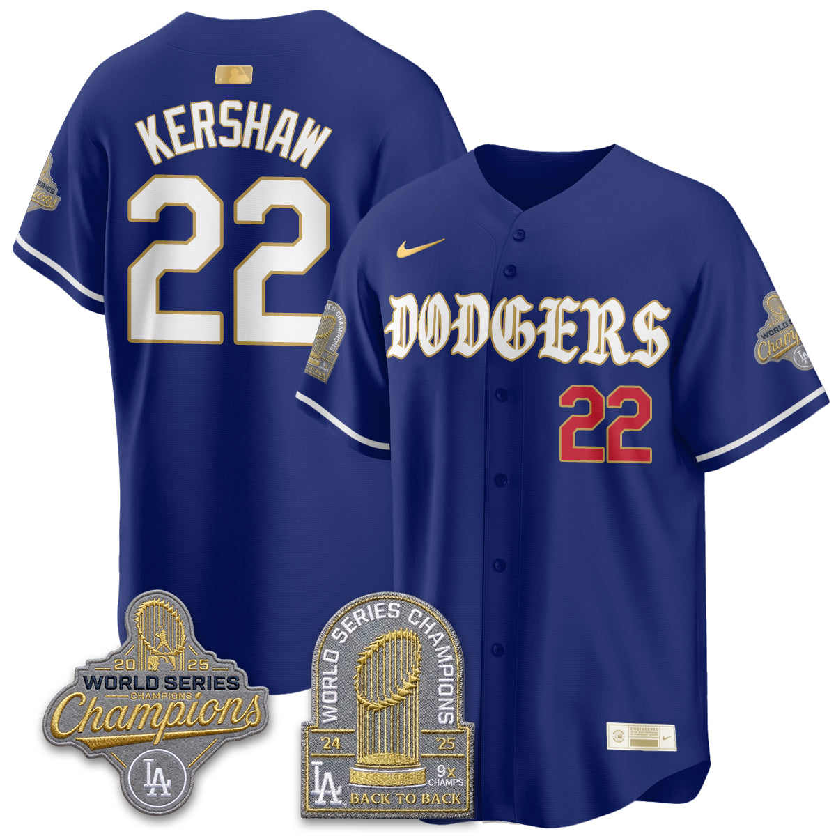 Los Angeles Dodgers Vapor Limited Jersey - Back to Back 9x Champs - Stitched-Cuztomshoes