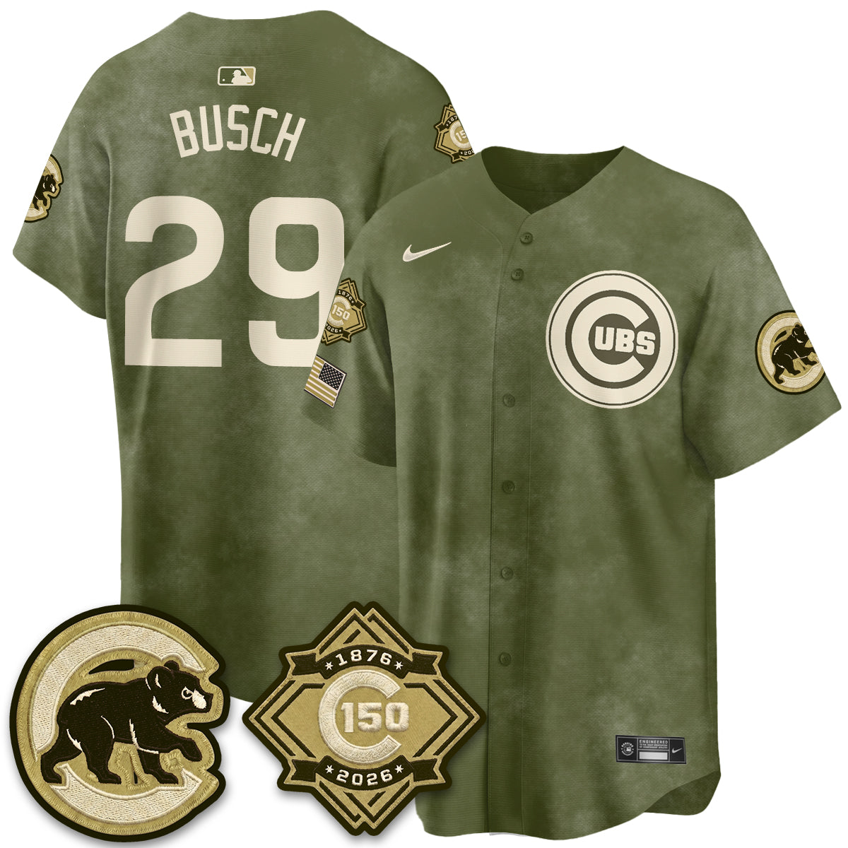 Chicago Cubs New Era Olive 2026 Armed Forces Day Jersey -Stitched